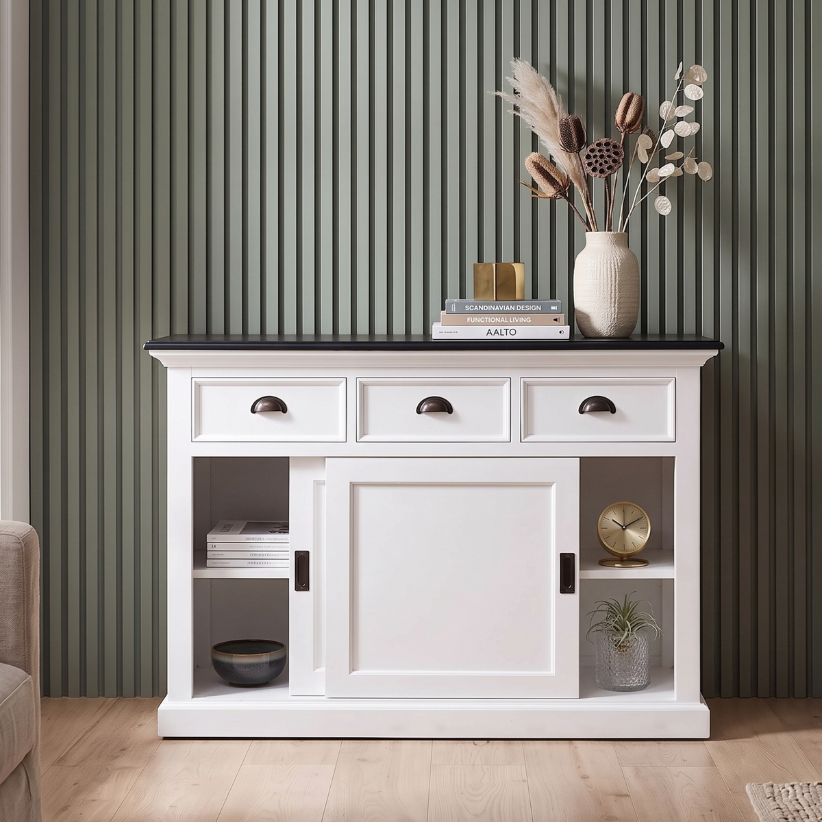 Halifax Contrast Buffet with Sliding Doors 49''