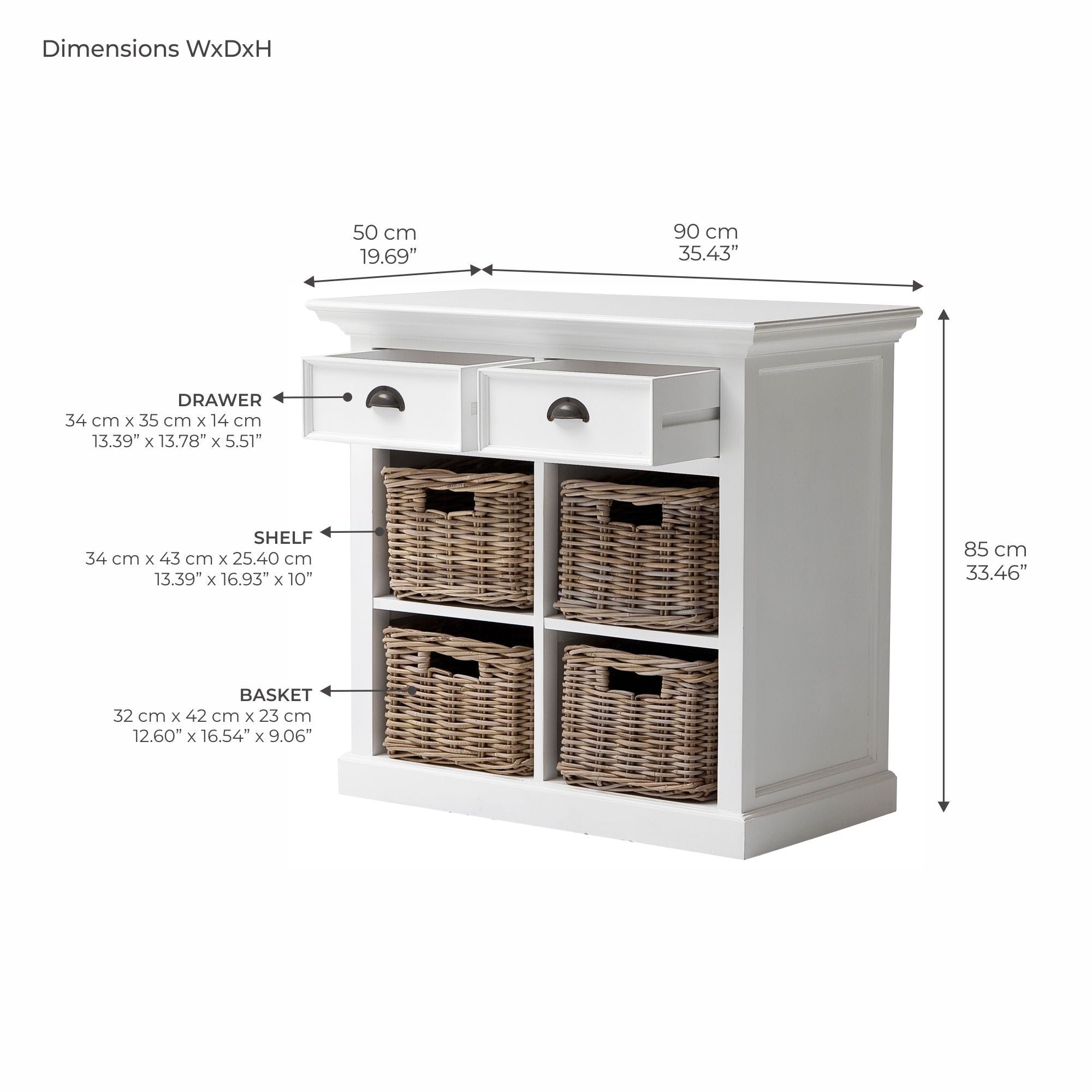 Halifax Small Buffet with Basket Set 35''