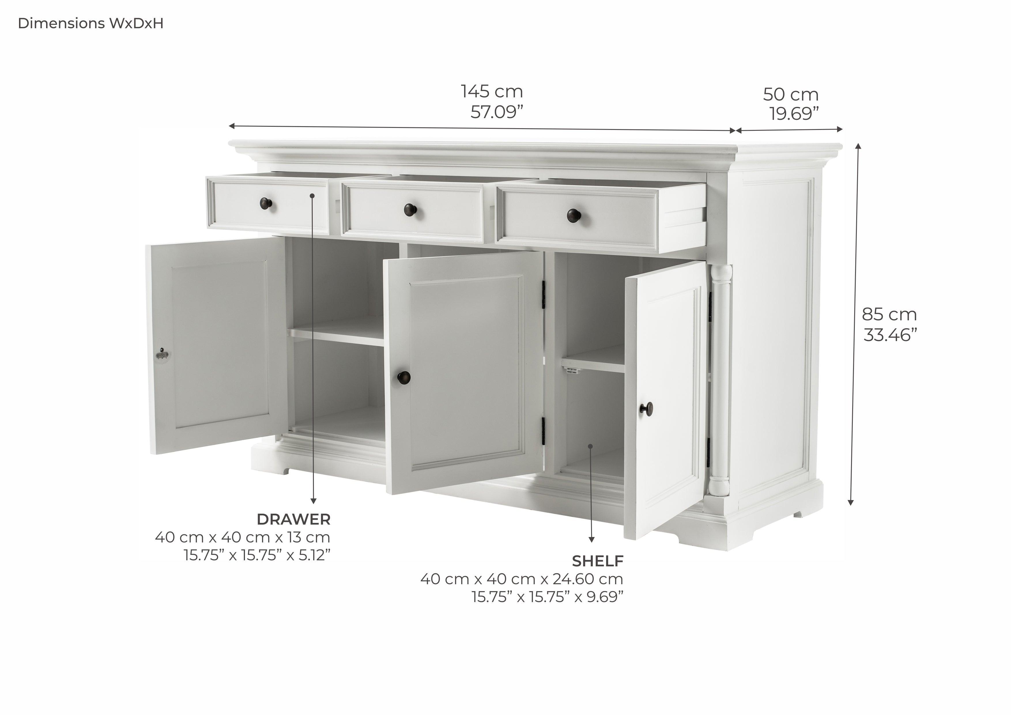 Provence Classic Sideboard with 3 doors