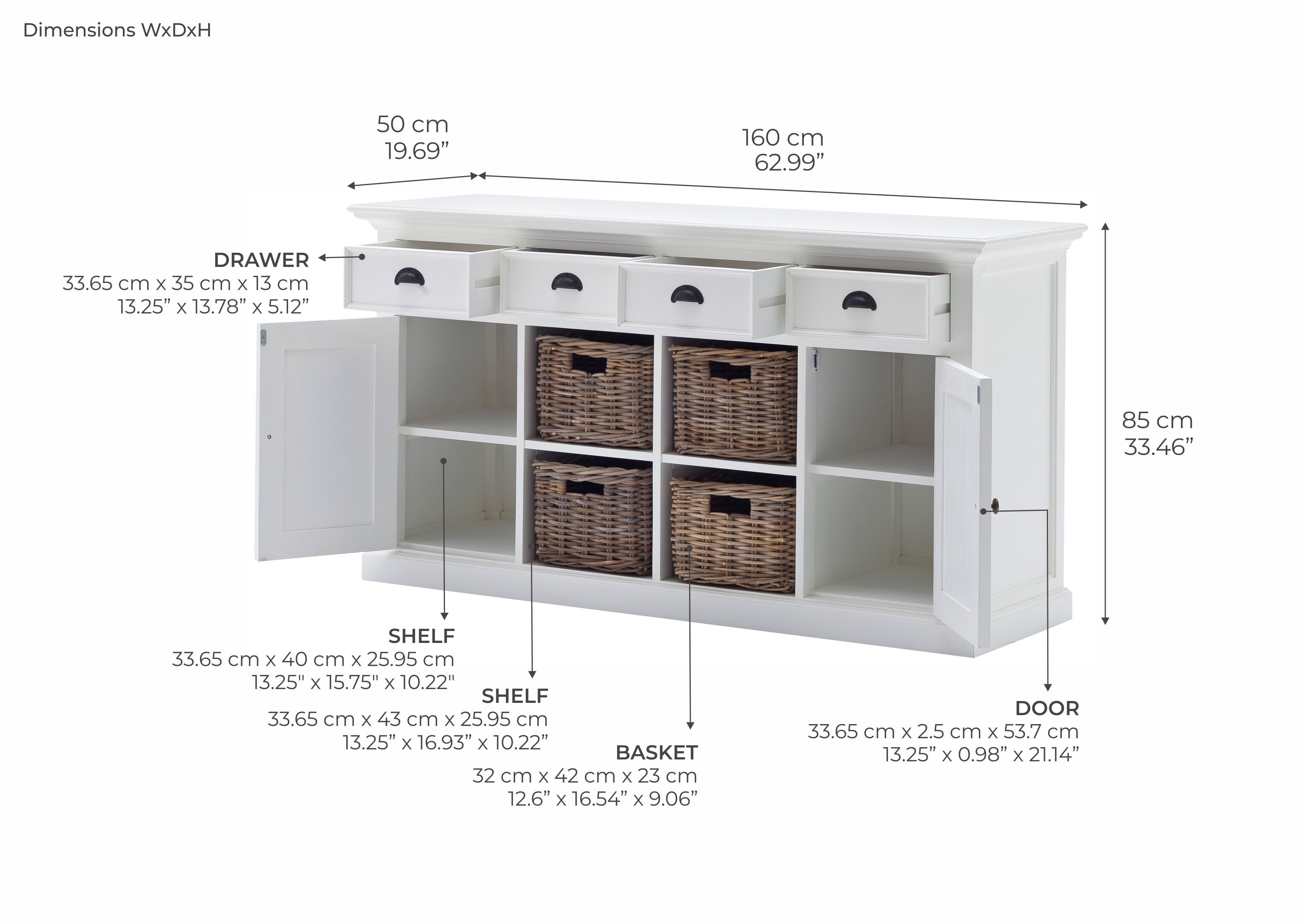 Halifax Large Buffet - White
