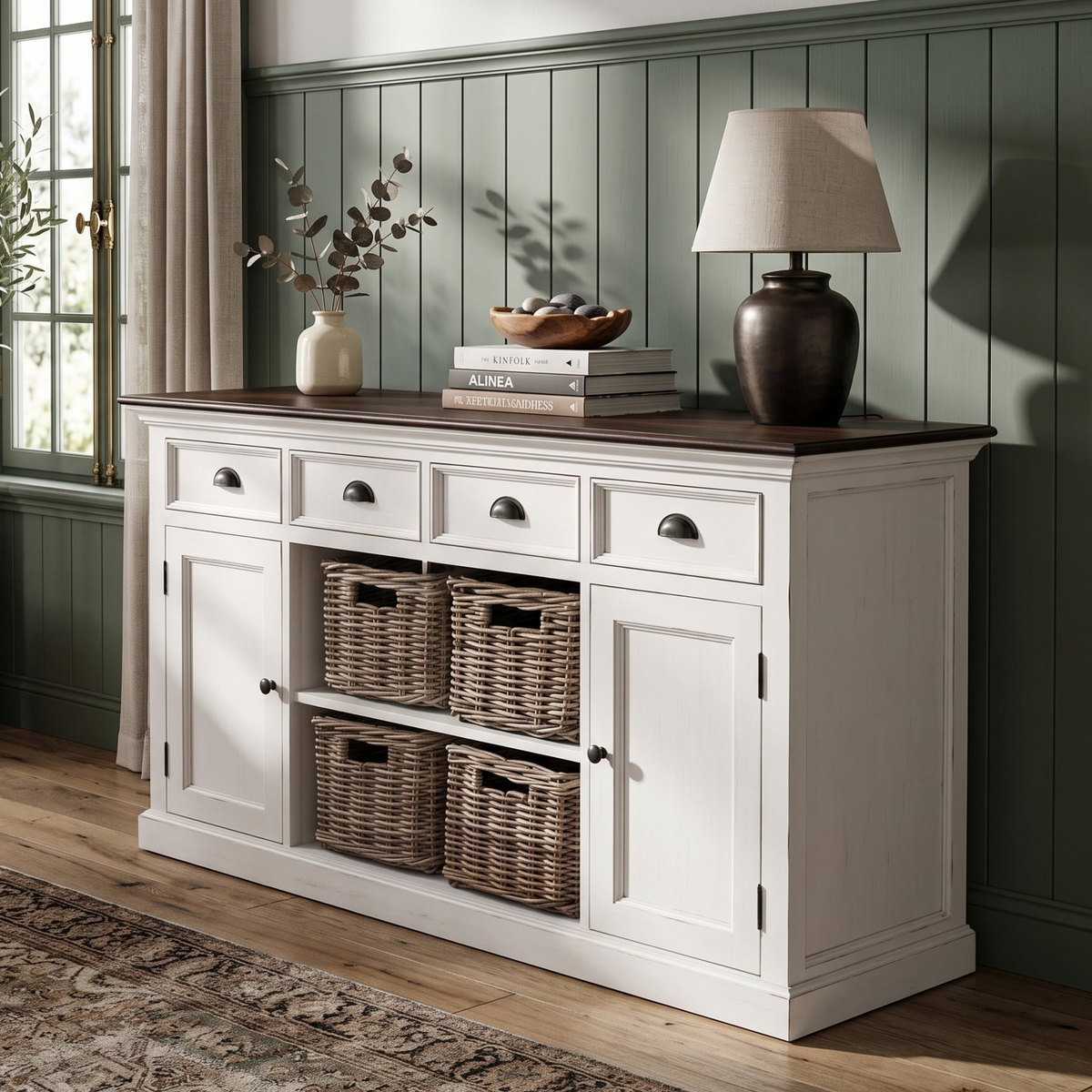 Halifax Large Accent Buffet with 4 Baskets 63''