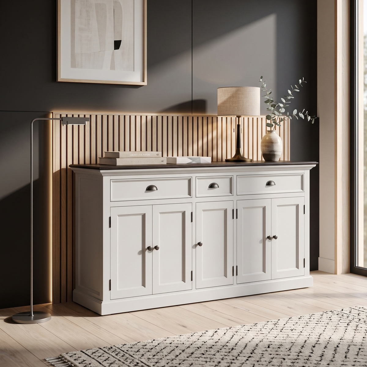 Halifax Contrast Large Buffet 5 Doors 3 Drawers 71''
