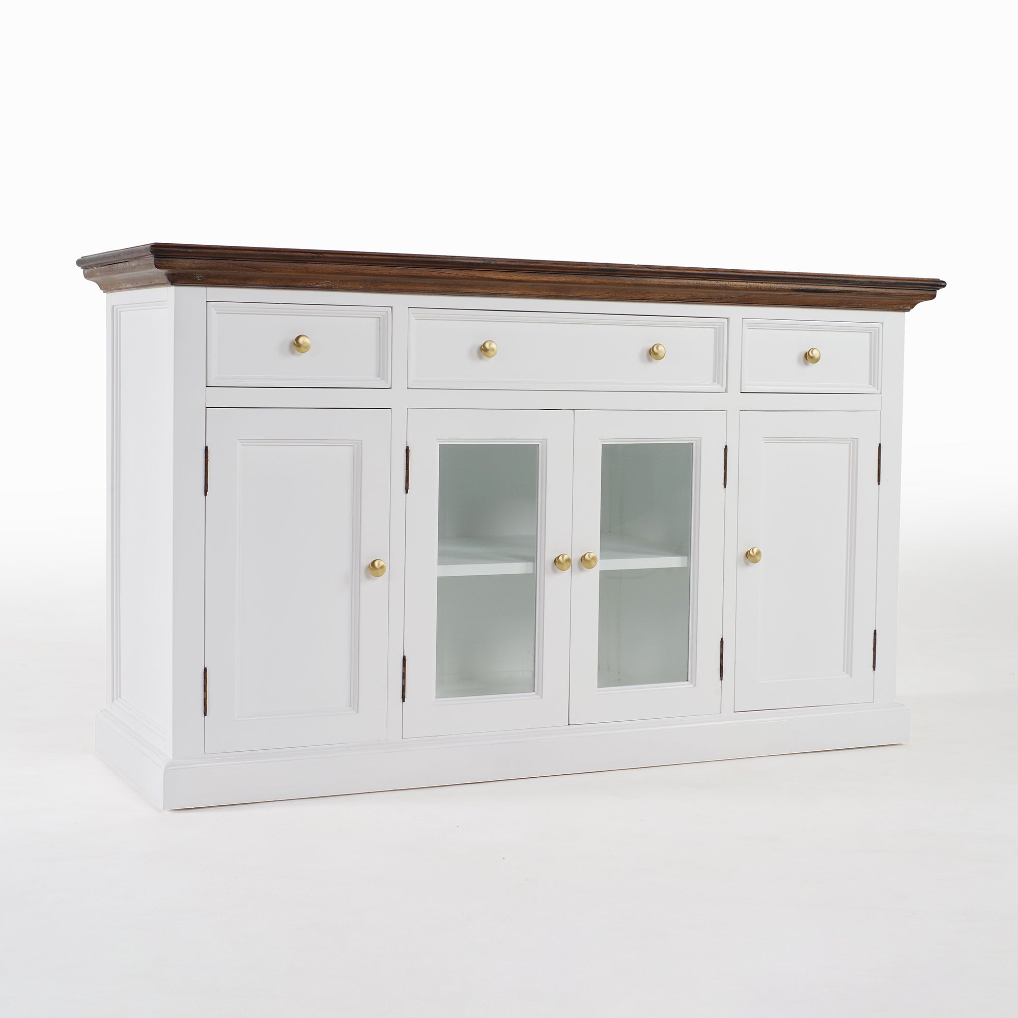 Corfu Buffet with 4 Doors 3 Drawers 57'', Medium Brown