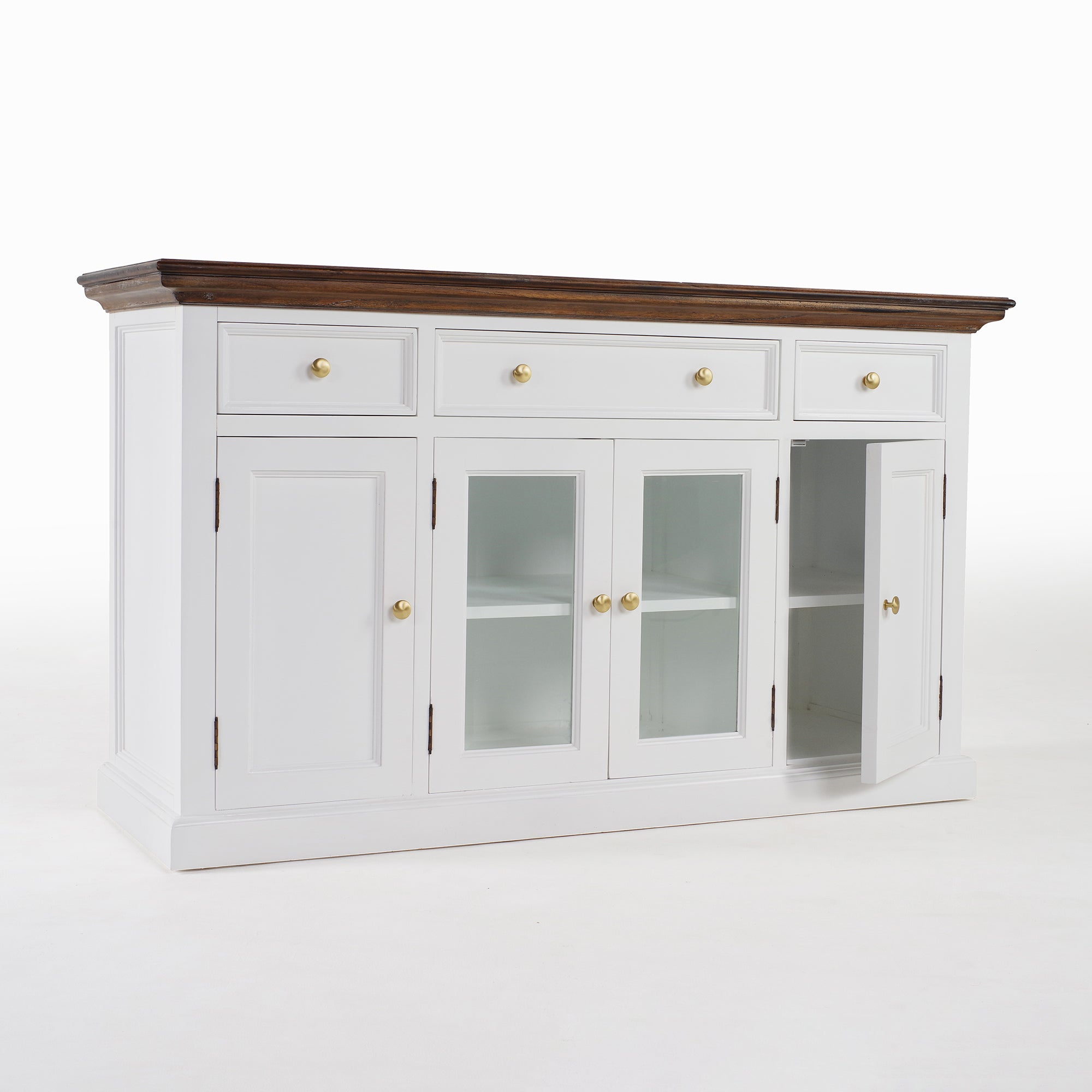 Corfu Buffet with 4 Doors 3 Drawers 57'', Medium Brown