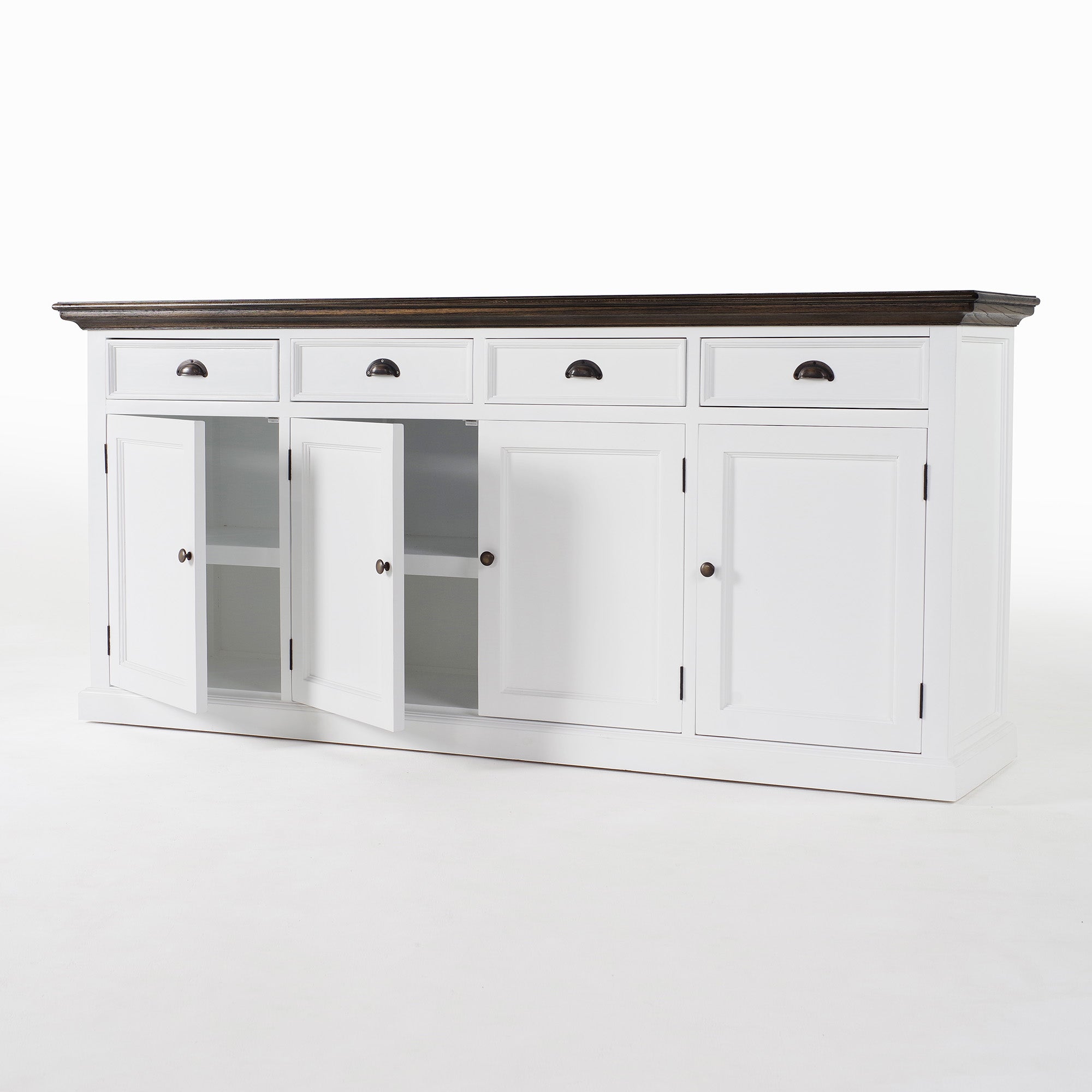 Corfu Large Buffet 4 Doors 4 Drawers 79'', Dark Brown