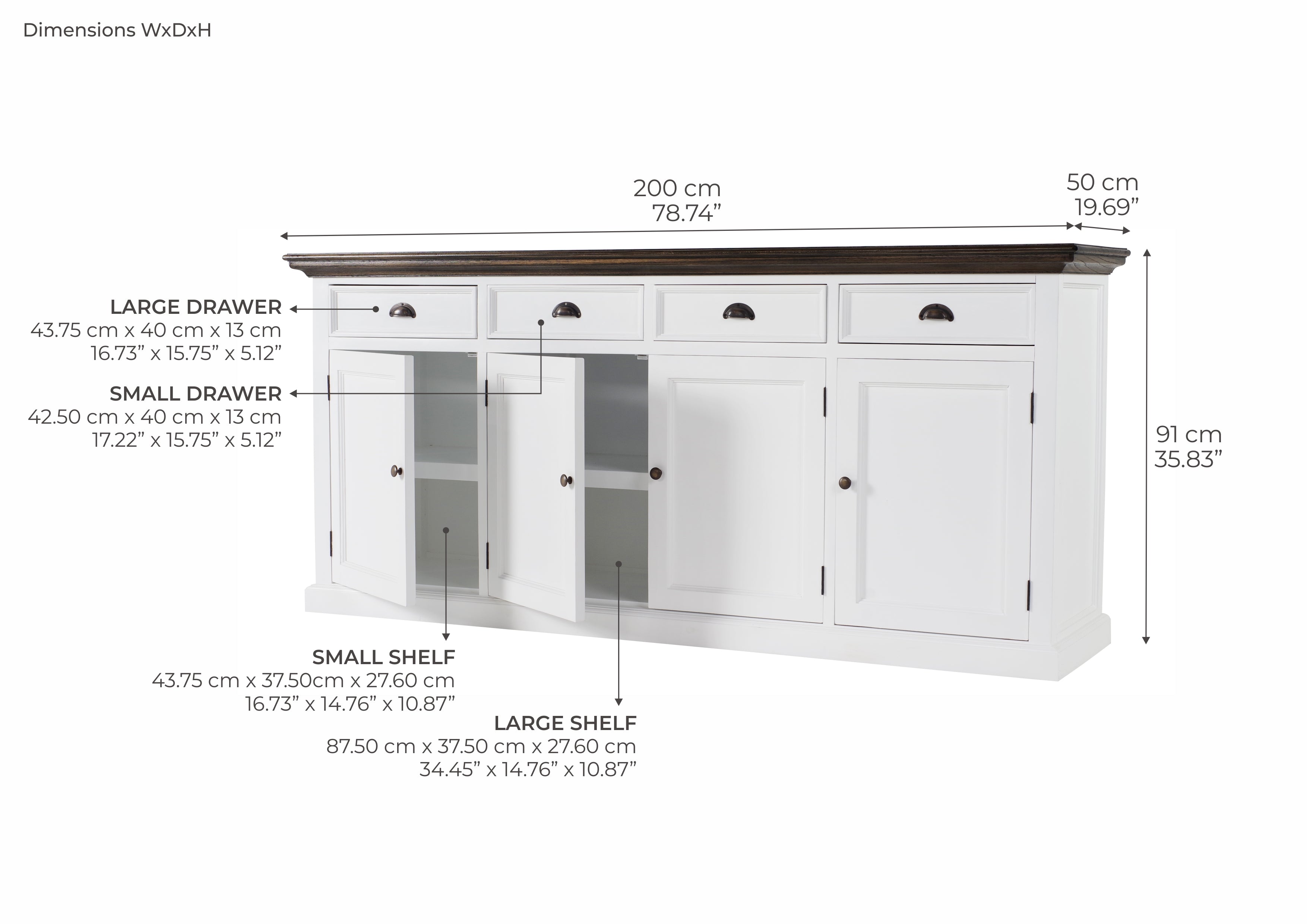 Corfu Large Buffet 4 Doors 4 Drawers 79''