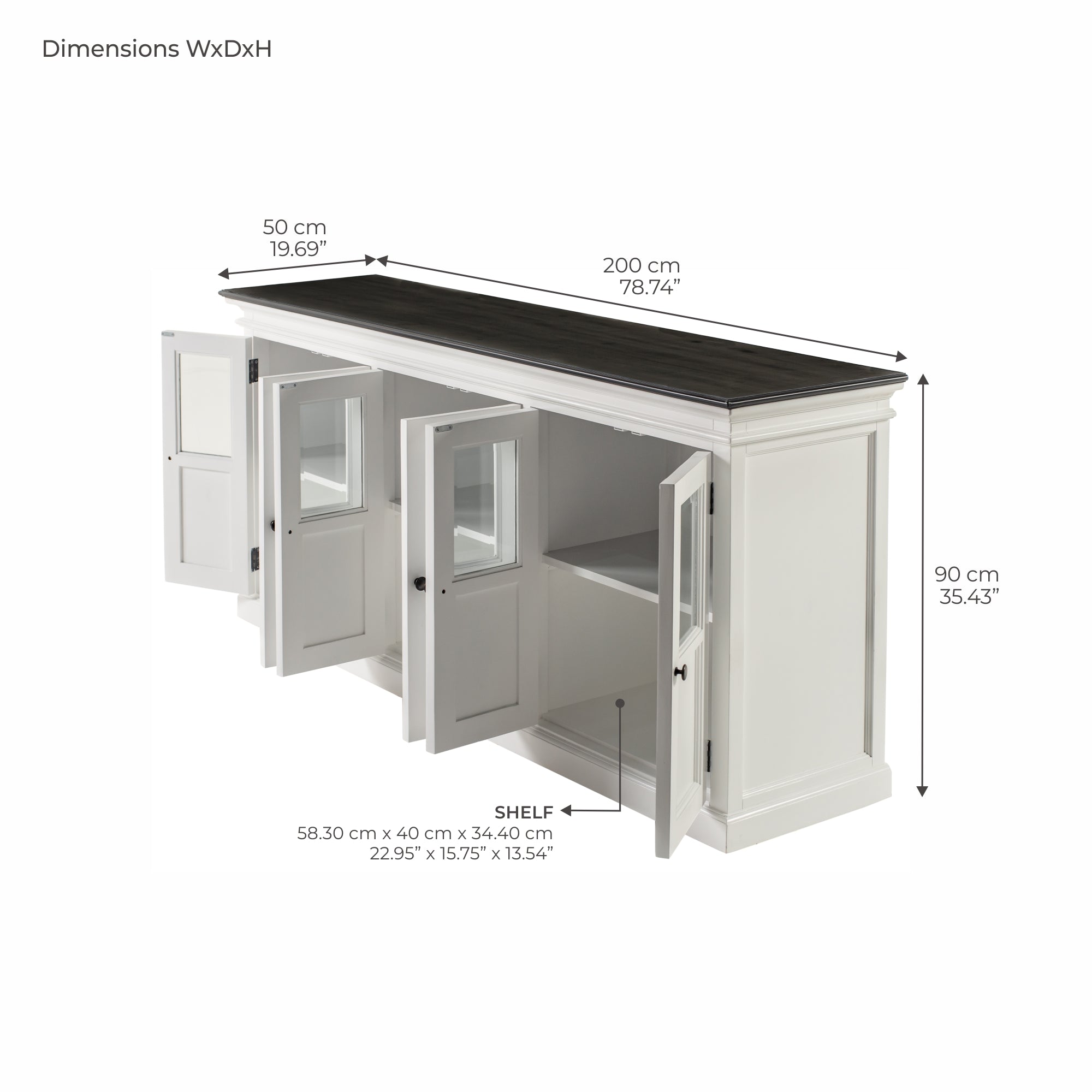 Halifax Contrast Buffet with 6 Glass Doors