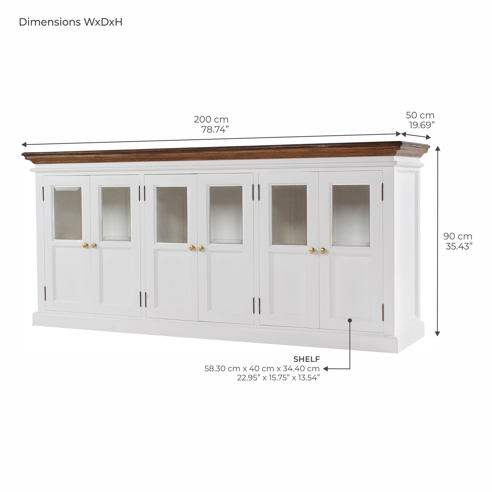 Corfu Buffet with 6 Glass Doors 79'', Medium Brown
