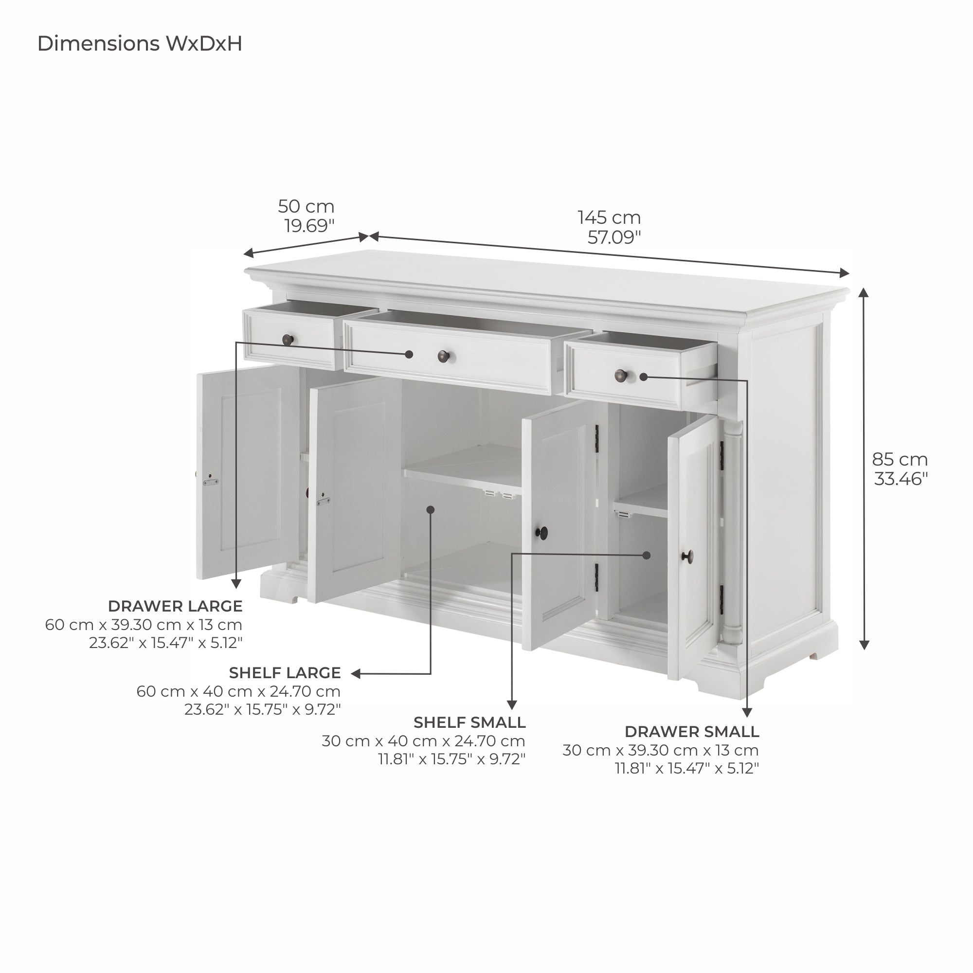 Provence Buffet with 4 Doors 3 Drawers