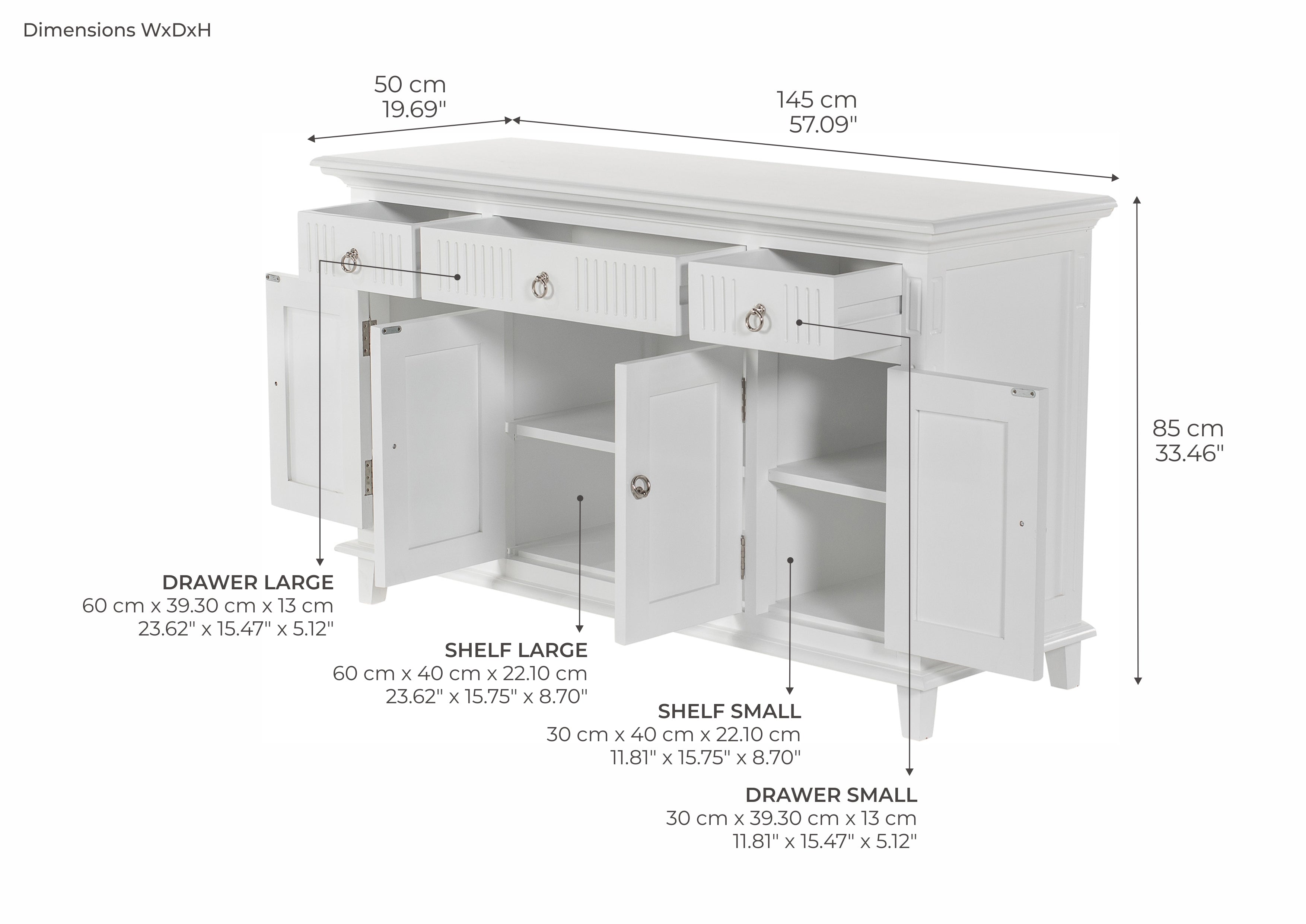 Skansen Buffet with 4 Doors 3 Drawers