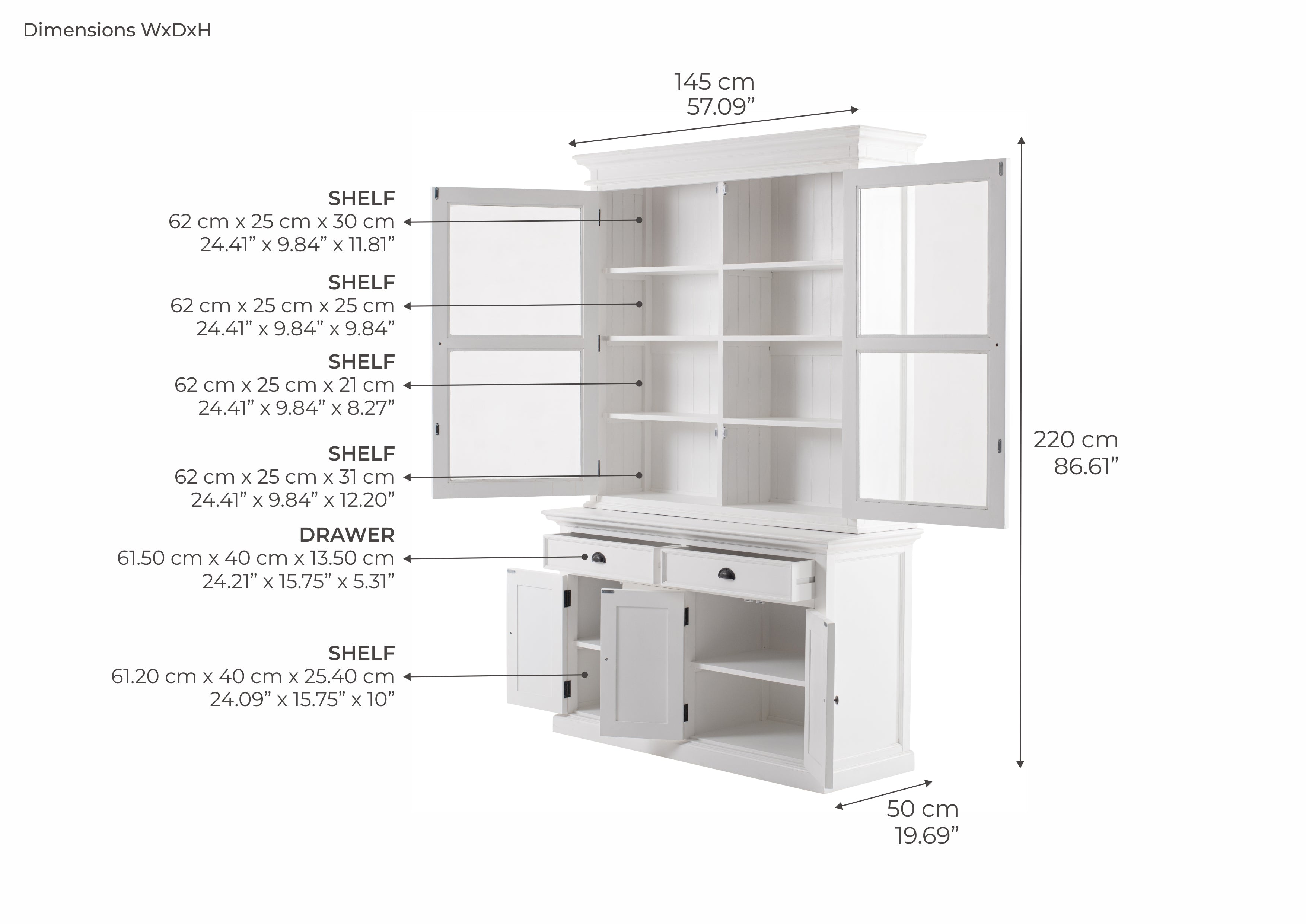 Halifax Buffet & Hutch - White Top