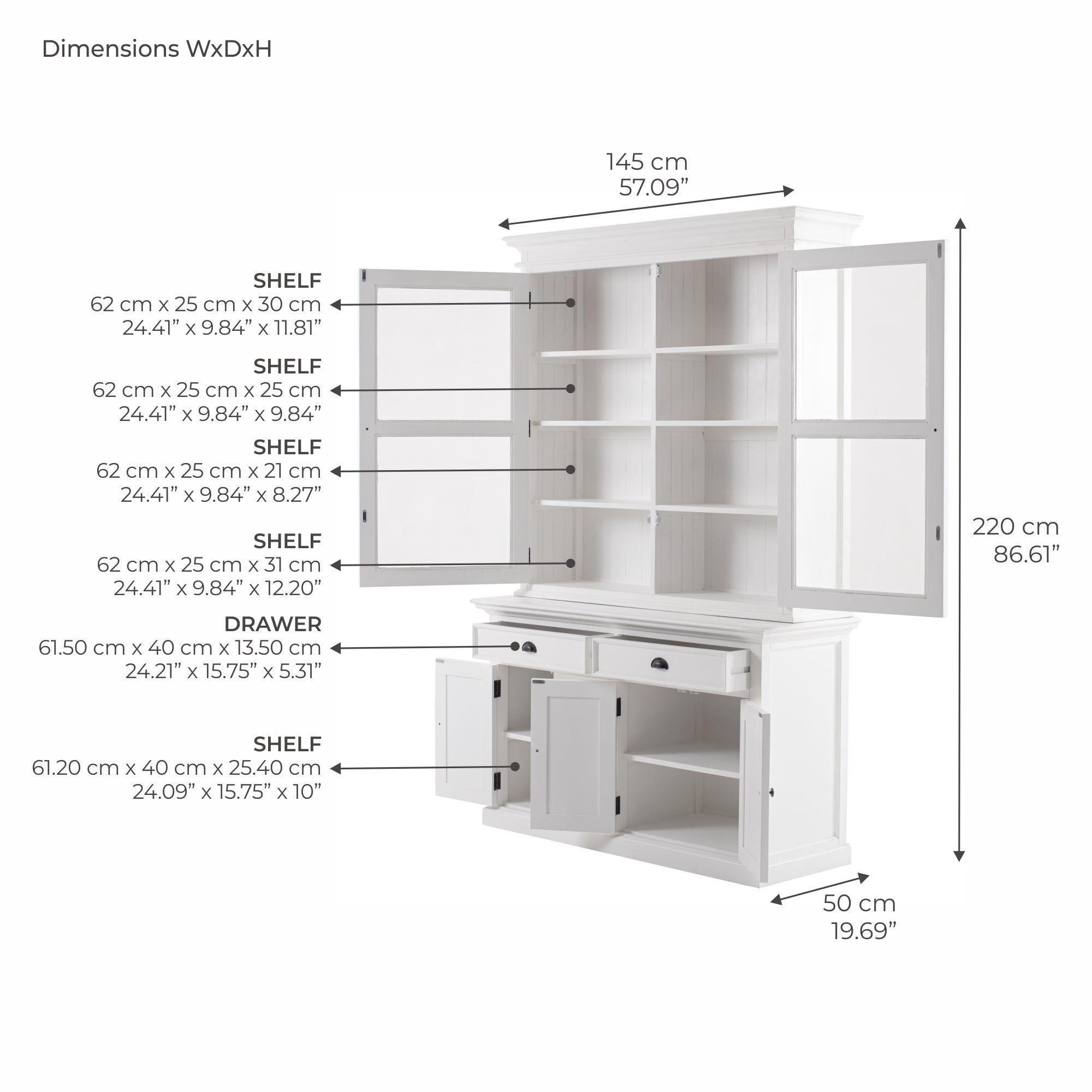 Halifax Glass-Display Hutch Unit