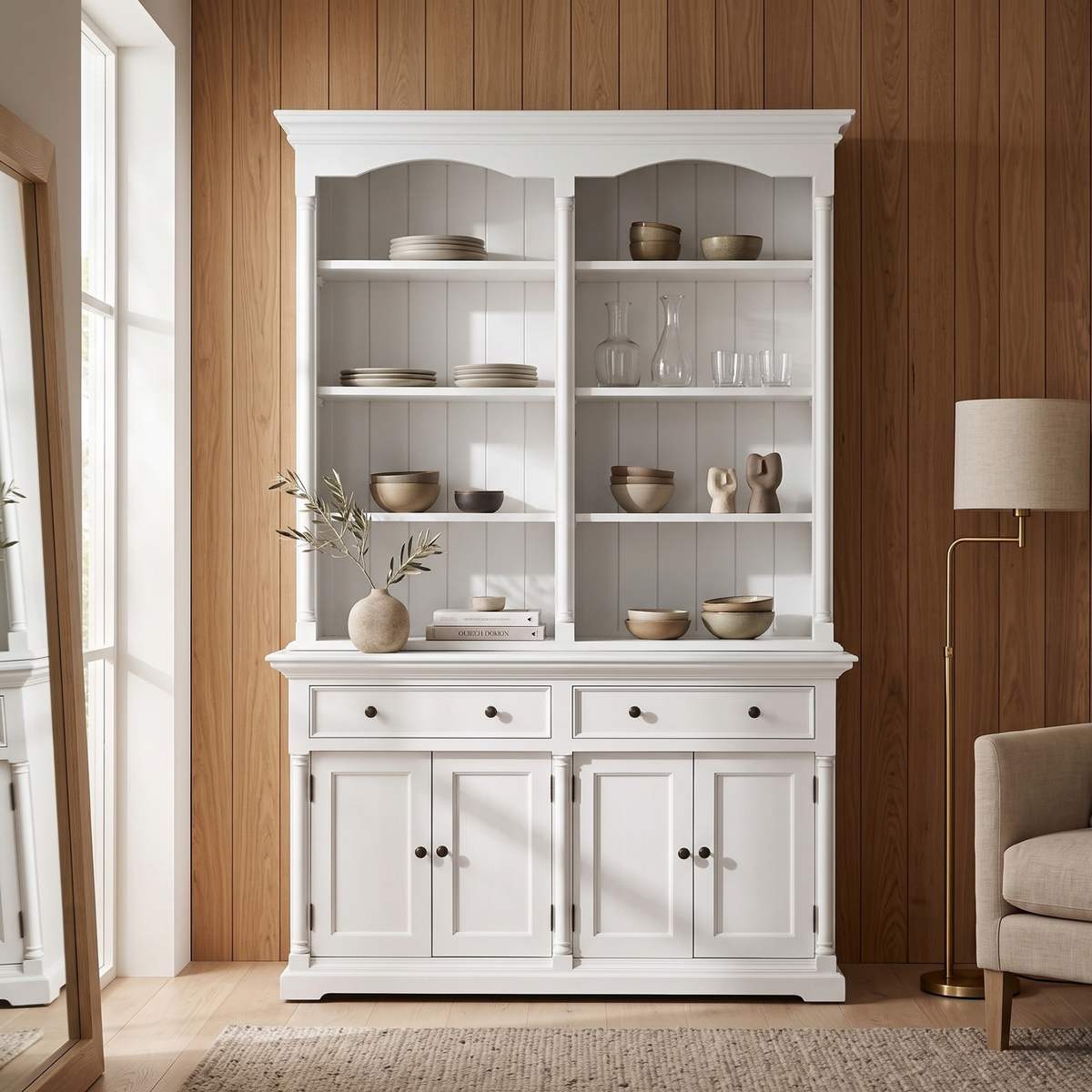 Provence Hutch Cabinet with 8 Shelves 57''