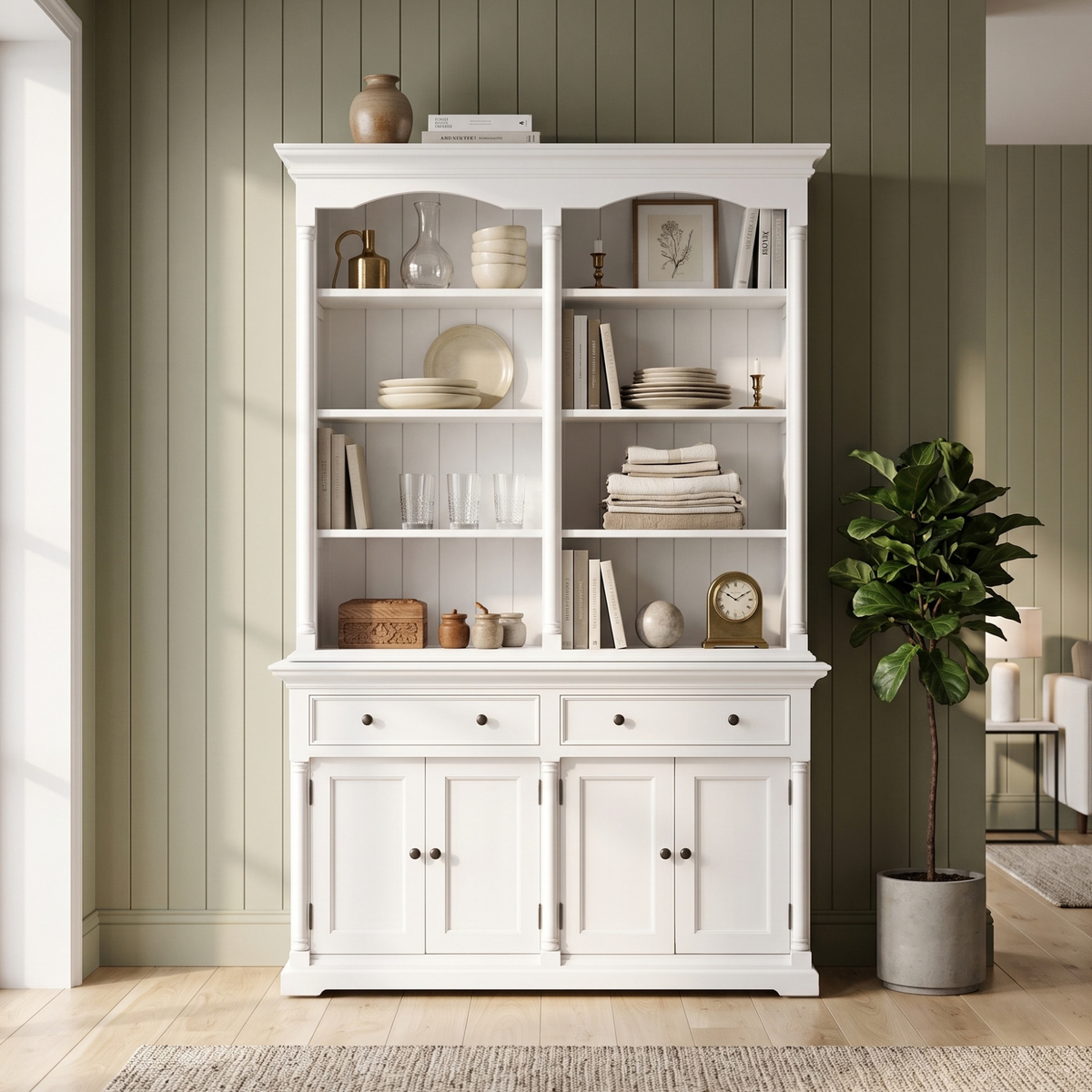 Provence Hutch Cabinet with 8 Shelves 57''