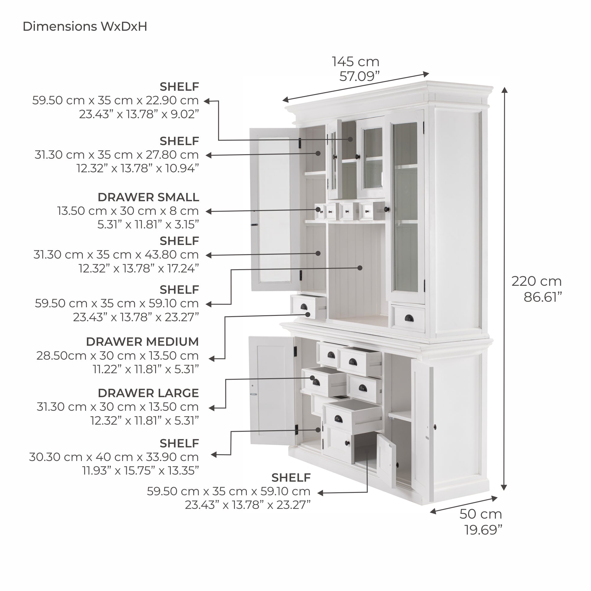 Halifax Glass Door Dining Hutch Unit