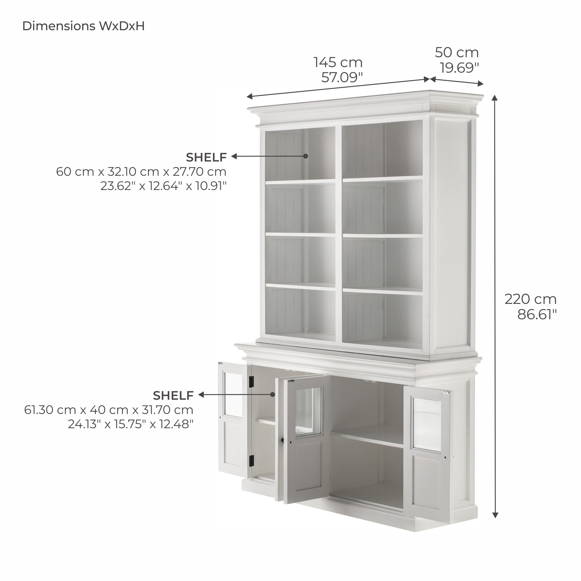 Halifax Hutch Unit with 4 Glass Doors