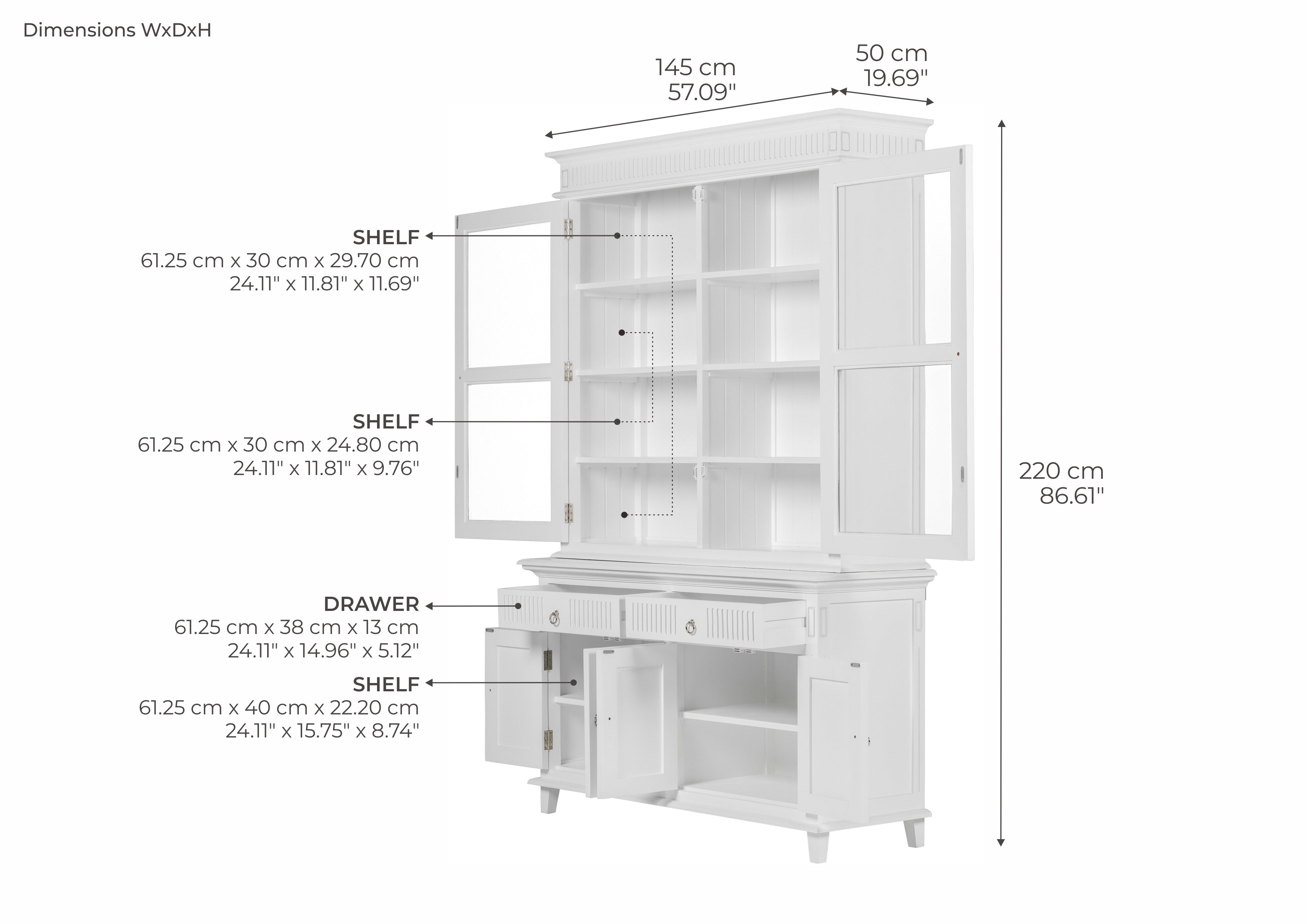 Skansen Glass-Display Hutch Cabinet