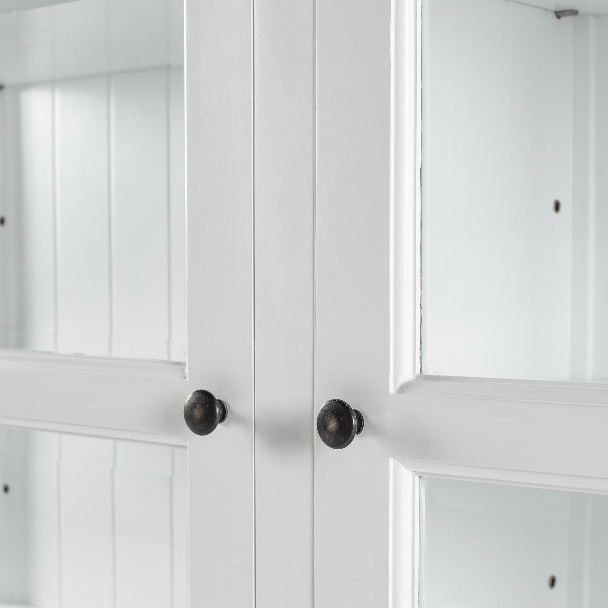 Halifax Glass-Display Hutch Cabinet with Adjustable Shelves