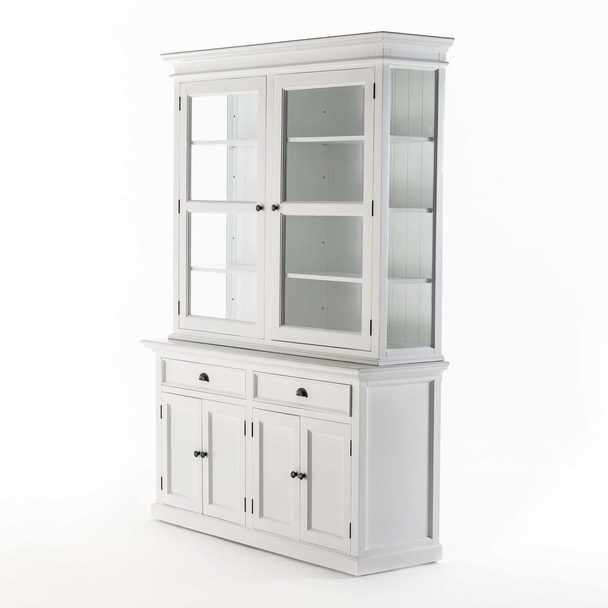 Halifax Glass-Display Hutch Cabinet with Adjustable Shelves
