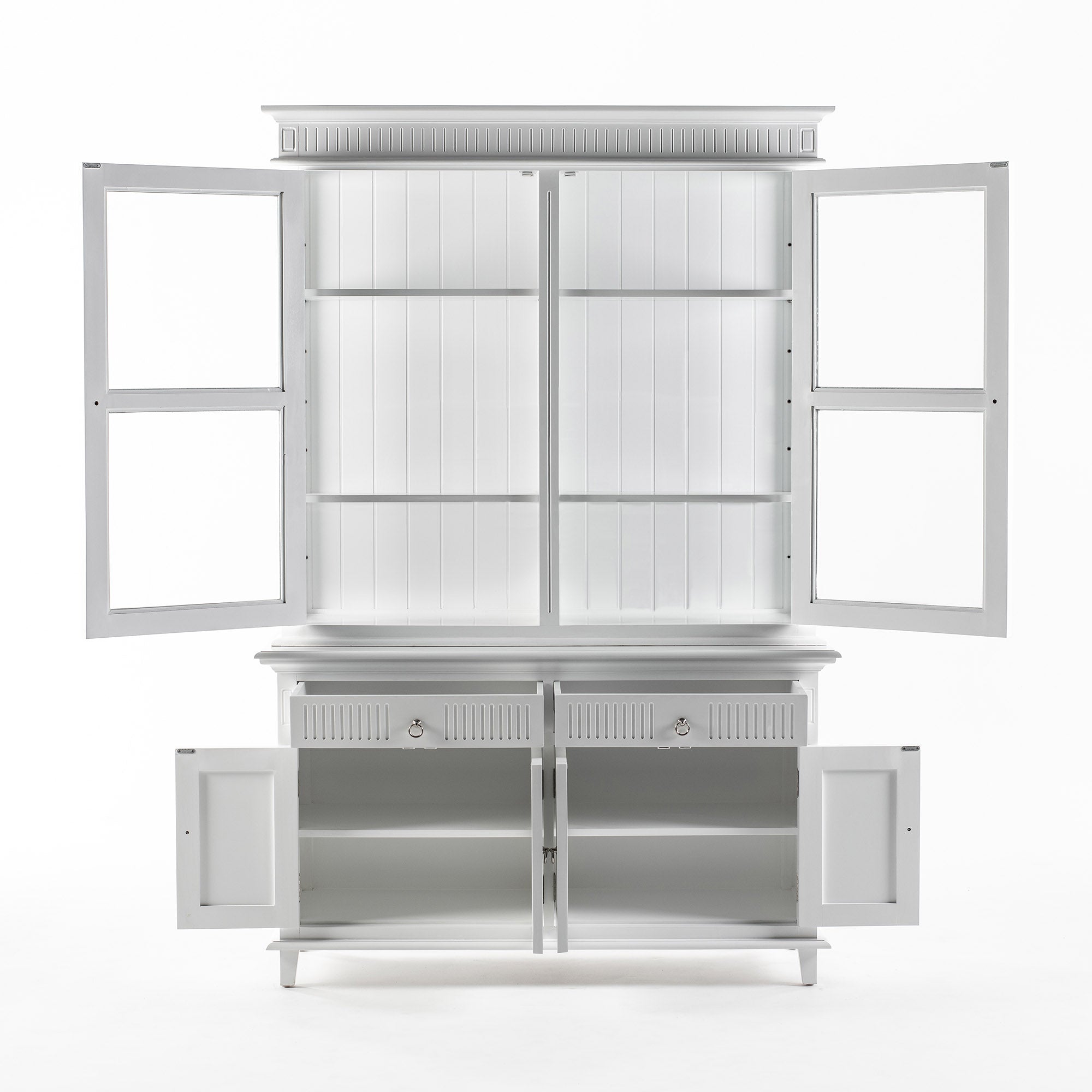 Skansen Glass-Display Hutch Cabinet with Adjustable Shelves 58''