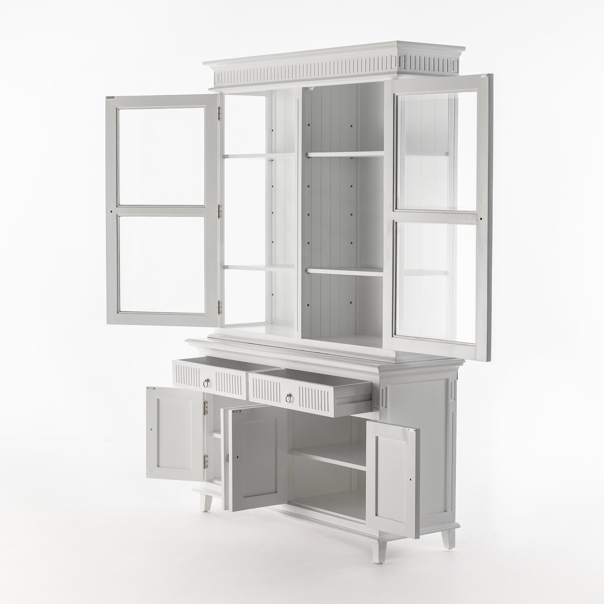 Skansen Glass-Display Hutch Cabinet with Adjustable Shelves 58''