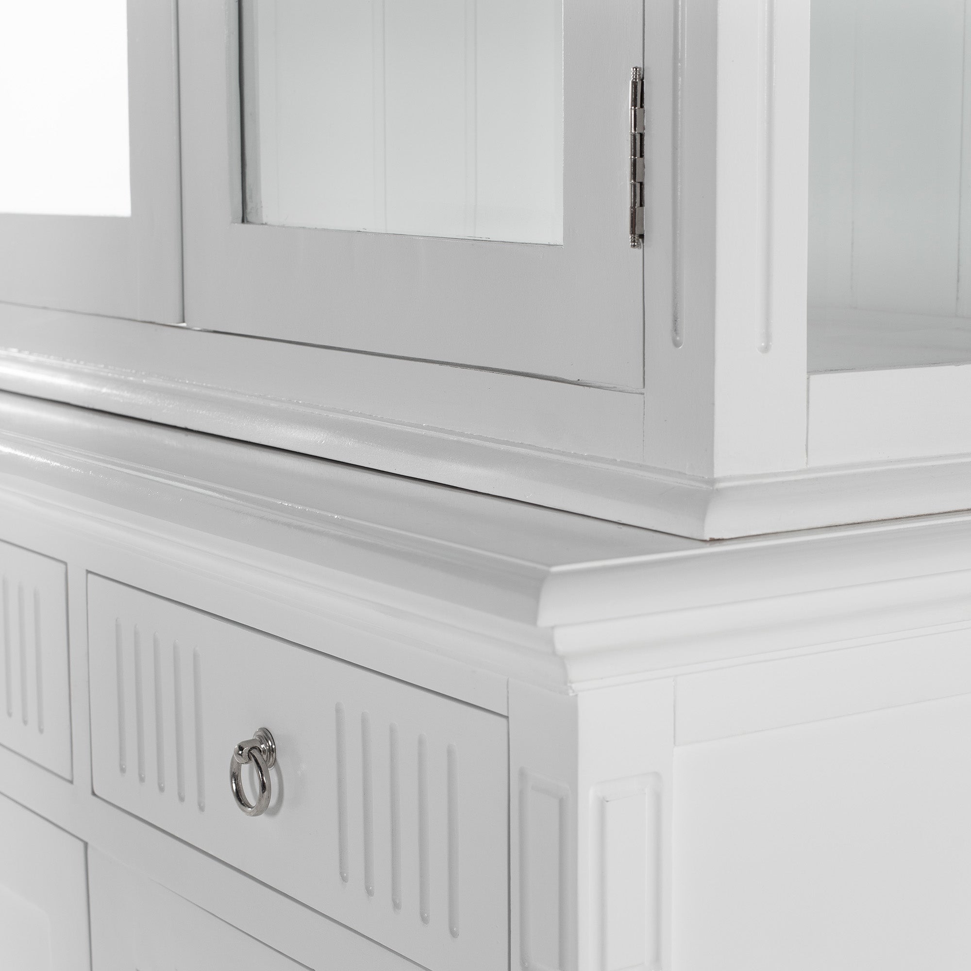 Skansen Glass-Display Hutch Unit with 4 Doors and 2 Drawers