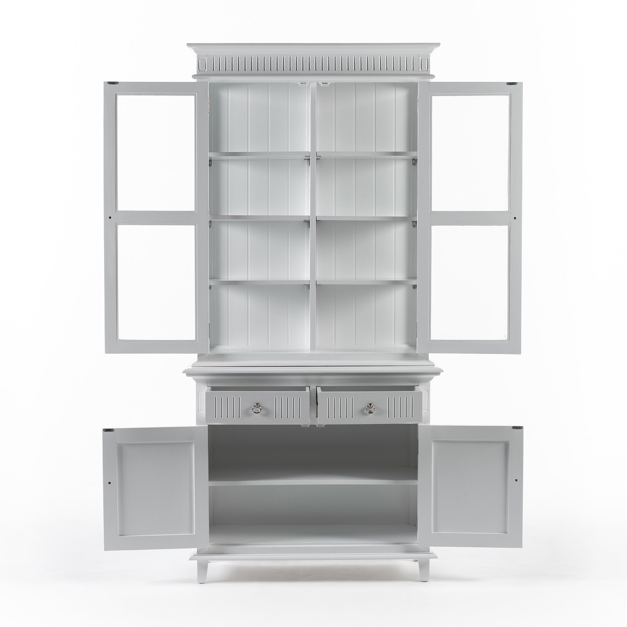 Skansen Glass-Display Hutch Unit with 4 Doors and 2 Drawers