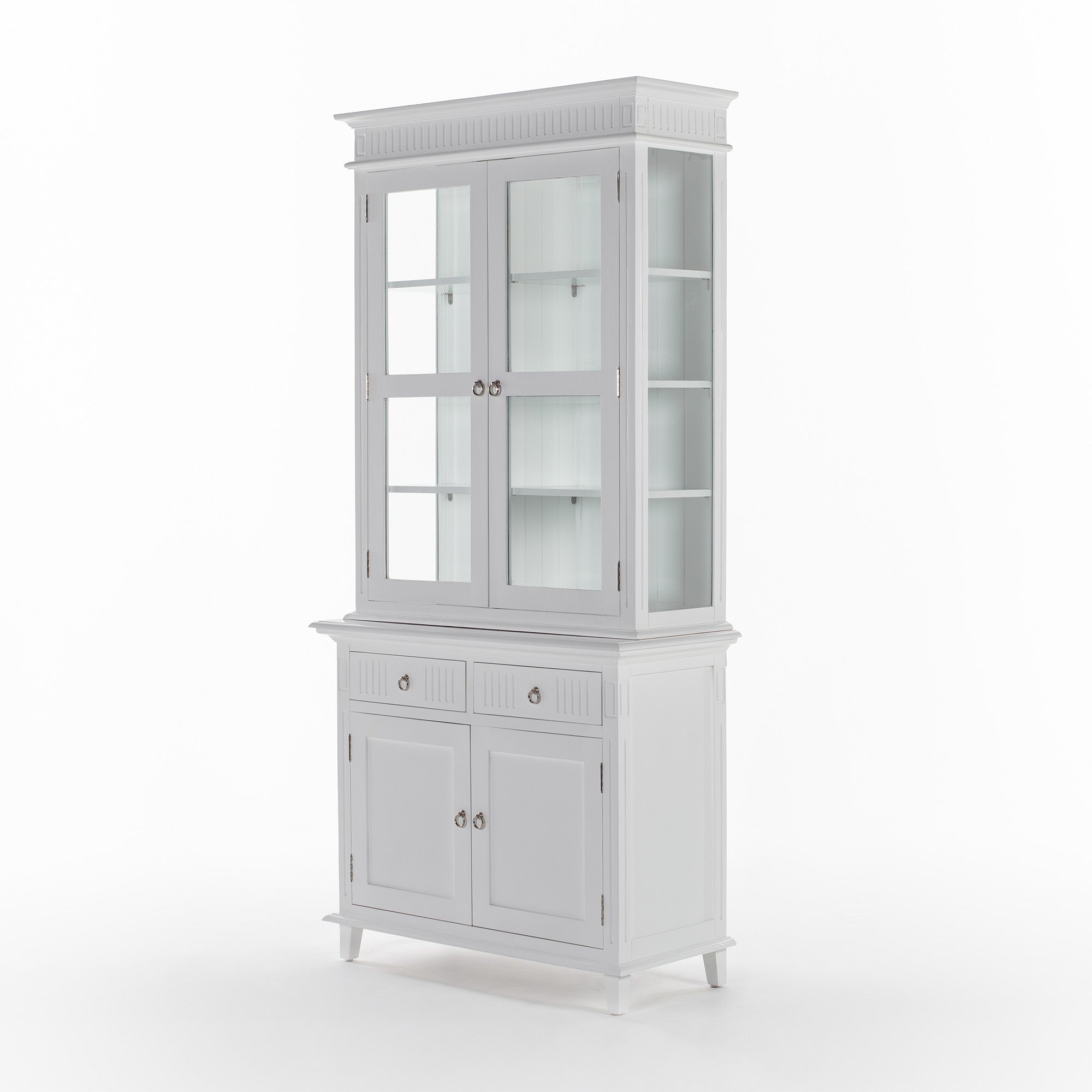 Skansen Glass-Display Hutch Unit with 4 Doors and 2 Drawers