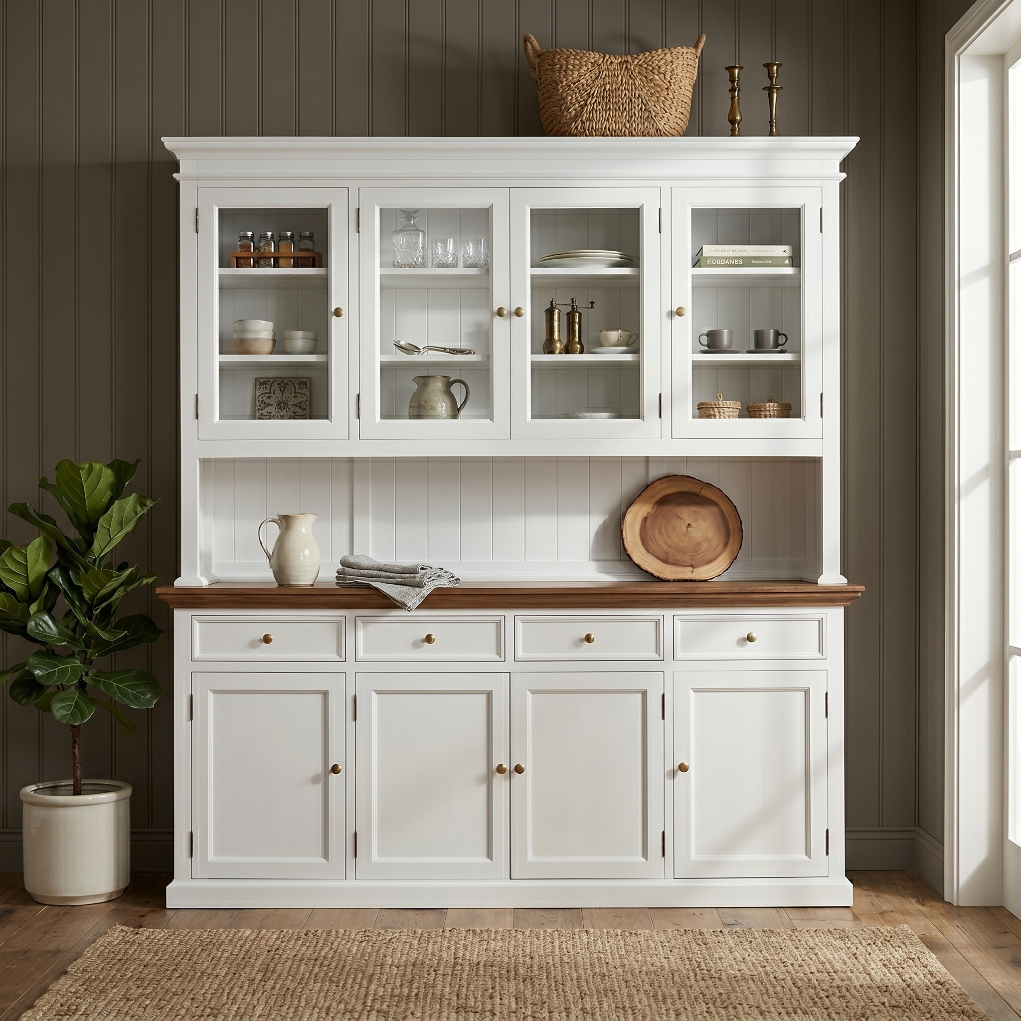 Corfu Buffet Hutch Unit with 4 Glass Doors 71''