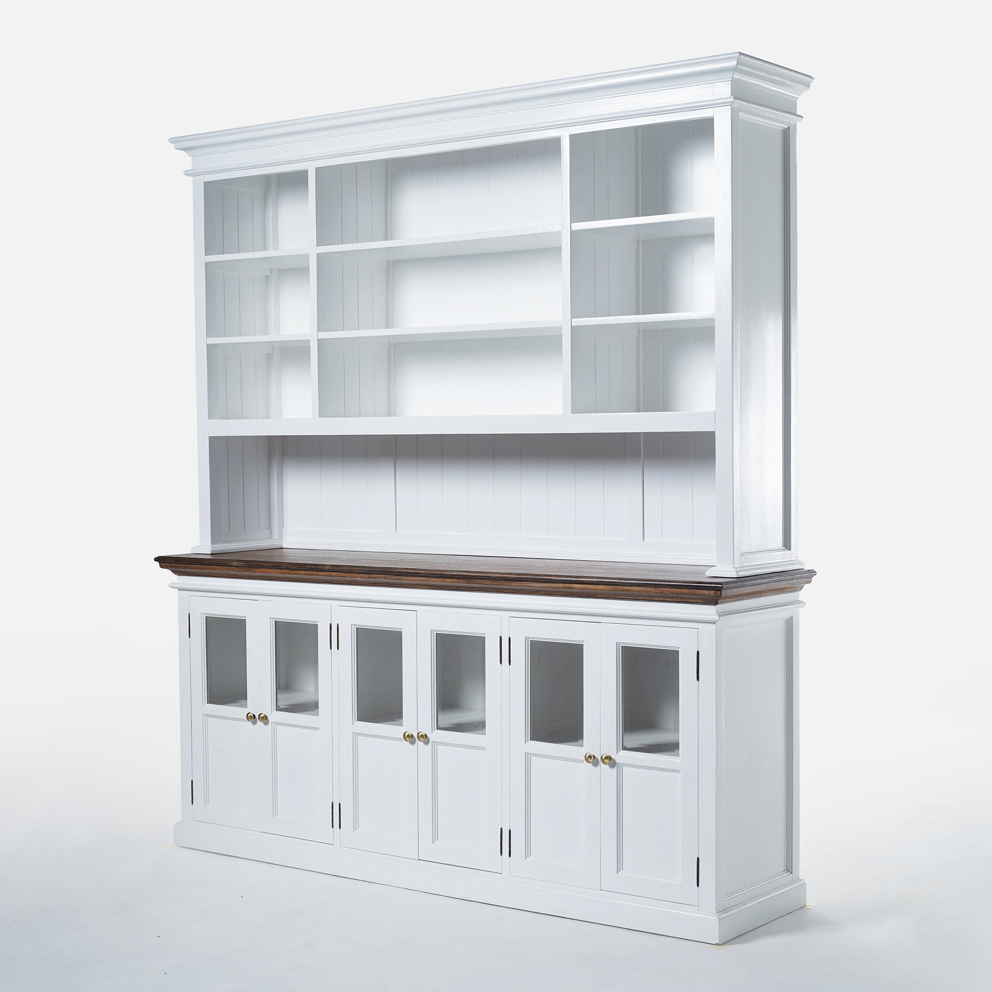 Corfu Large Hutch Bookcase Unit with 6 Glass Doors 79''