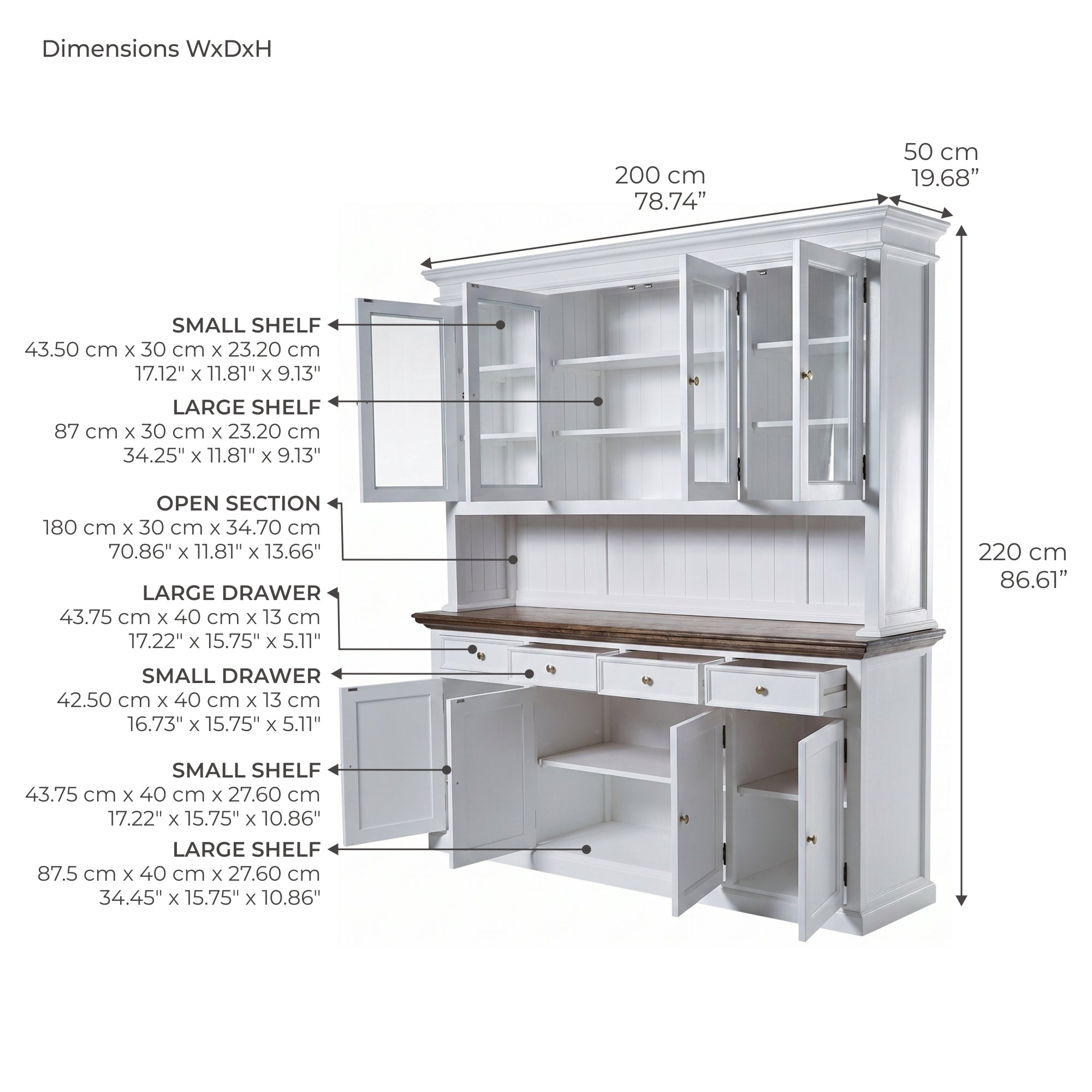 Corfu Buffet Hutch Unit with 4 Glass Doors 71''