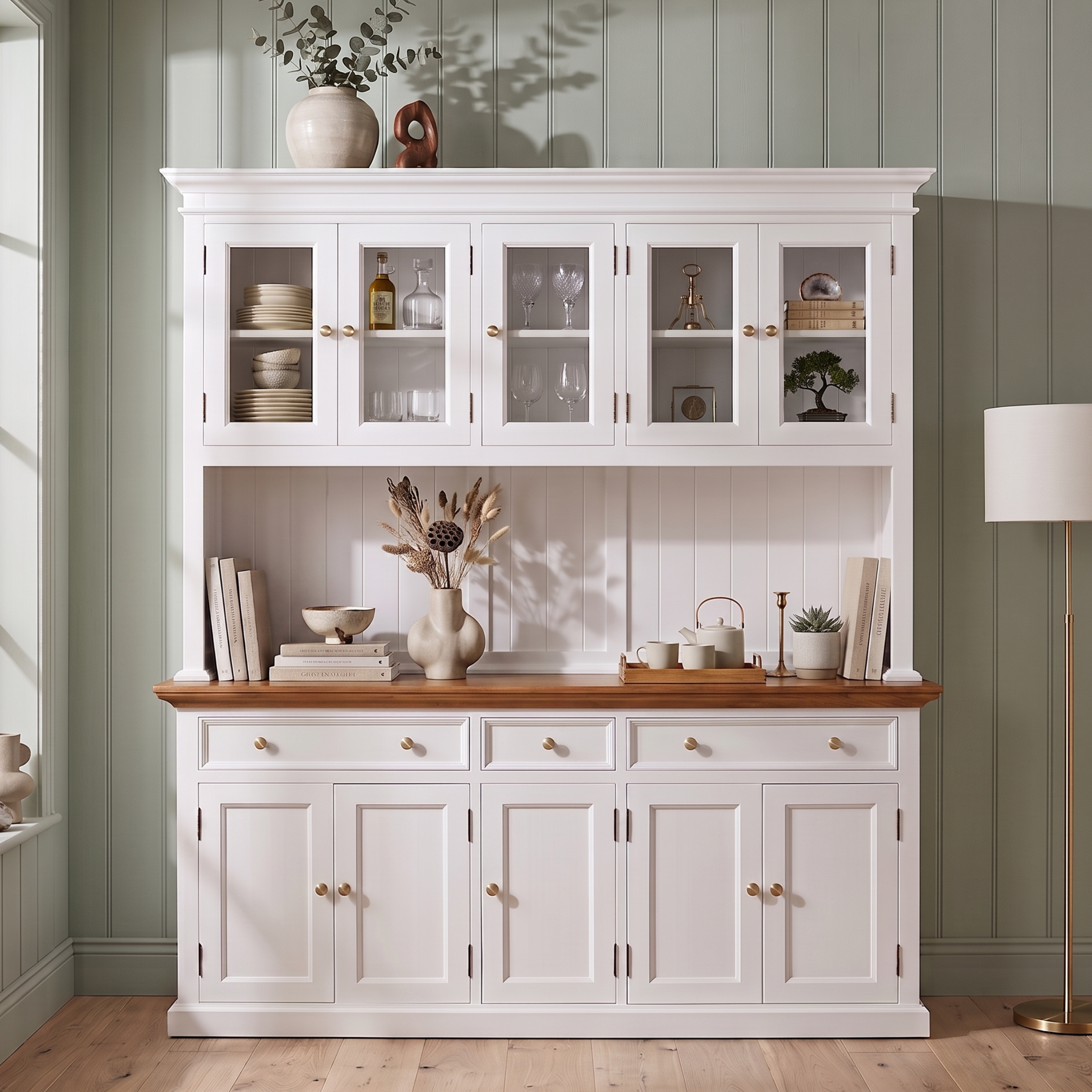 Corfu Buffet Hutch Unit with 5 Glass Doors 71''