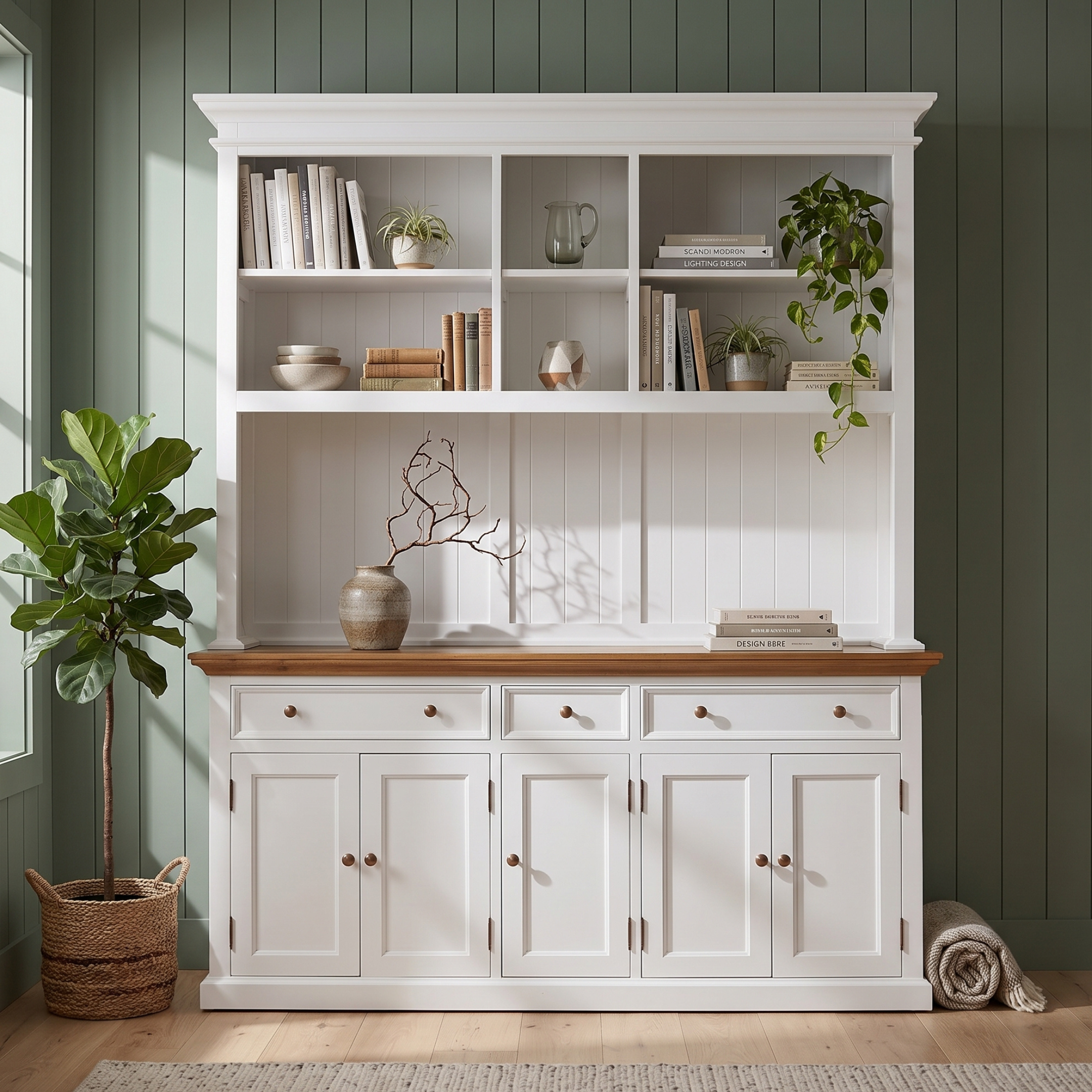 Corfu Hutch Bookcase Unit with 6 Open Shelves 71''