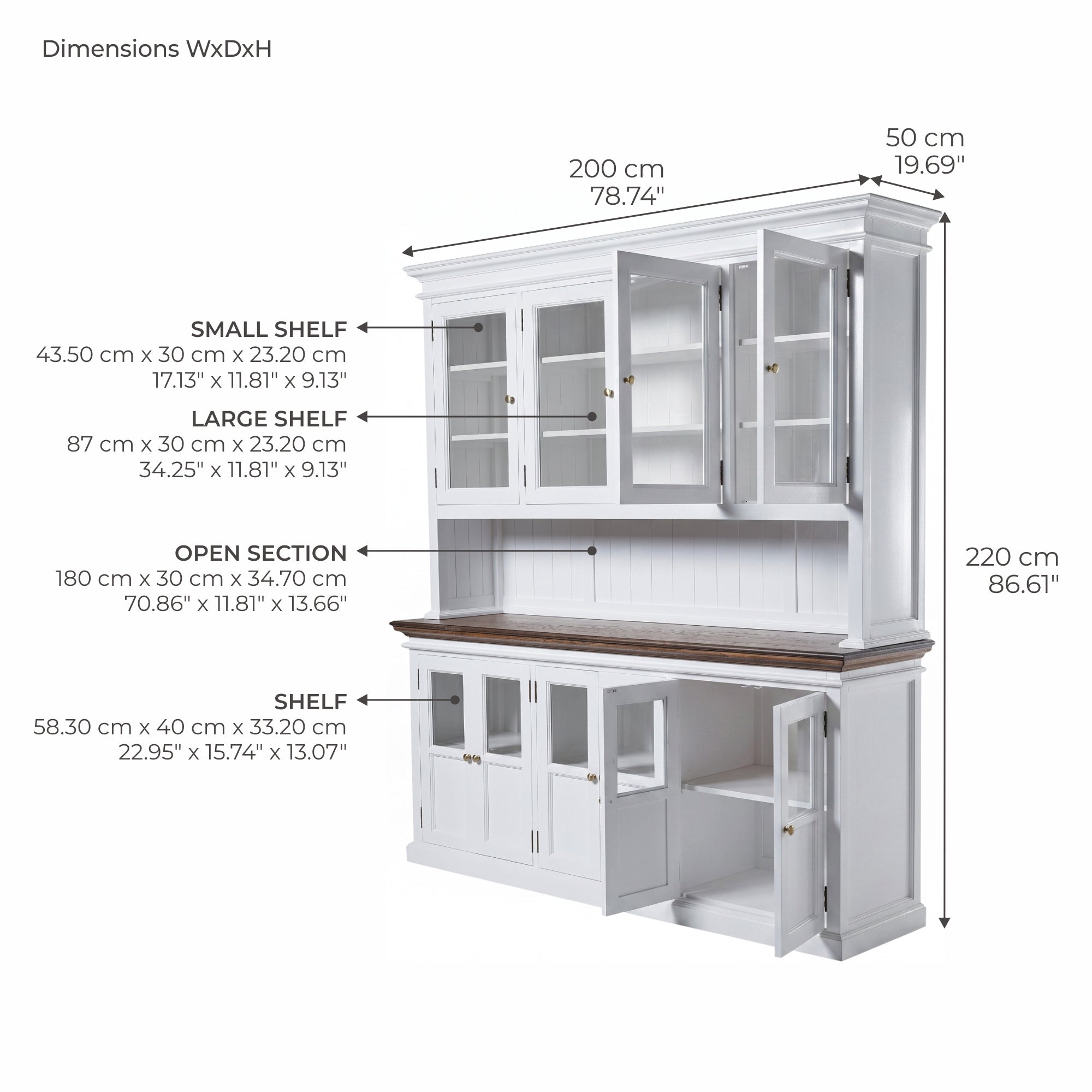 Corfu Hutch Unit with Glass Doors 71''