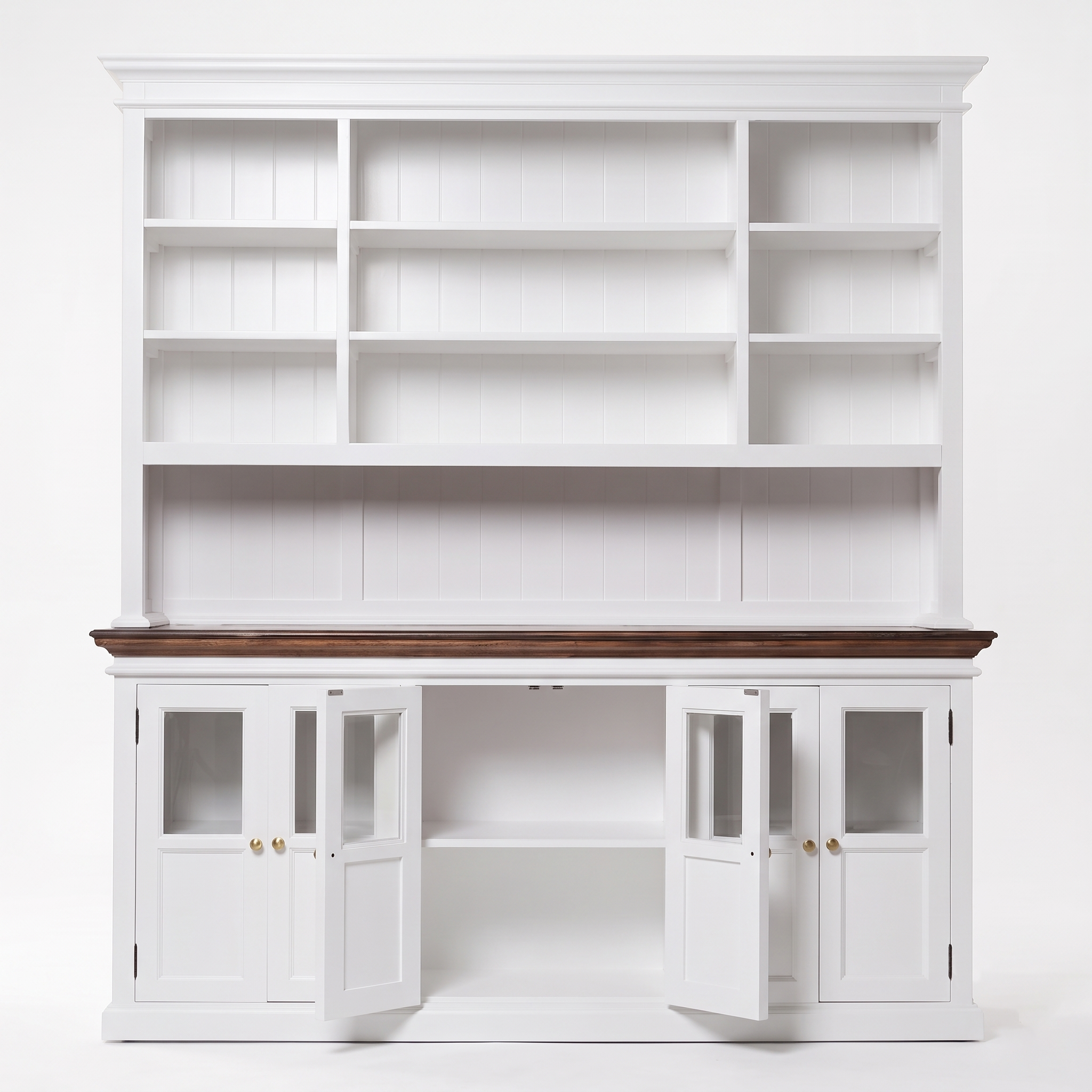 Corfu Large Hutch Bookcase Unit with 6 Glass Doors 79''
