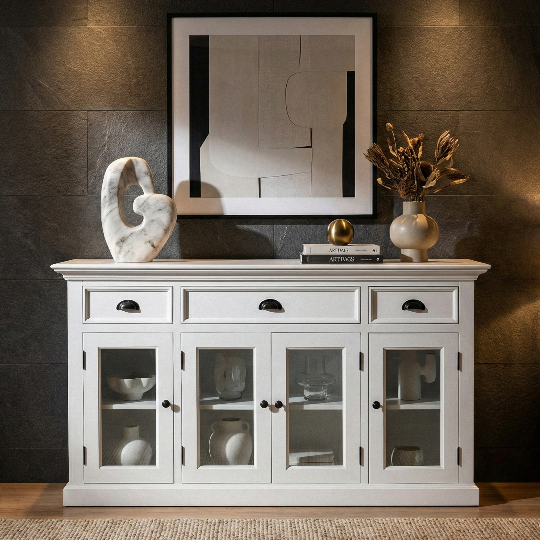 Halifax Buffet with 4 Glass Doors 3 Drawers