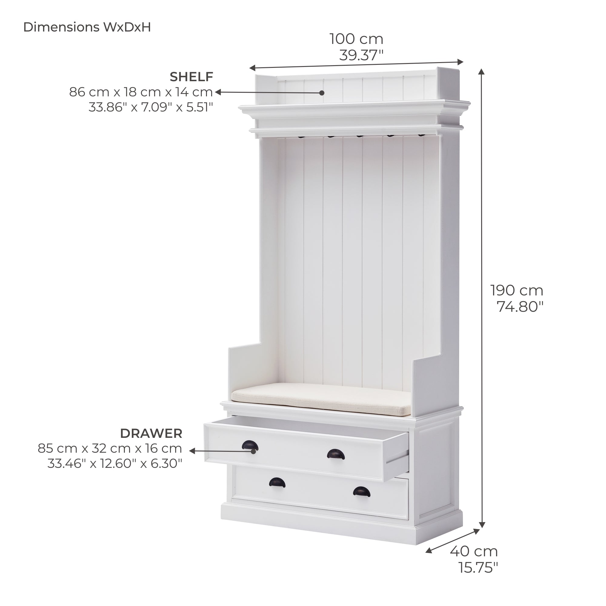 Halifax Entryway Coat Rack & Bench Unit