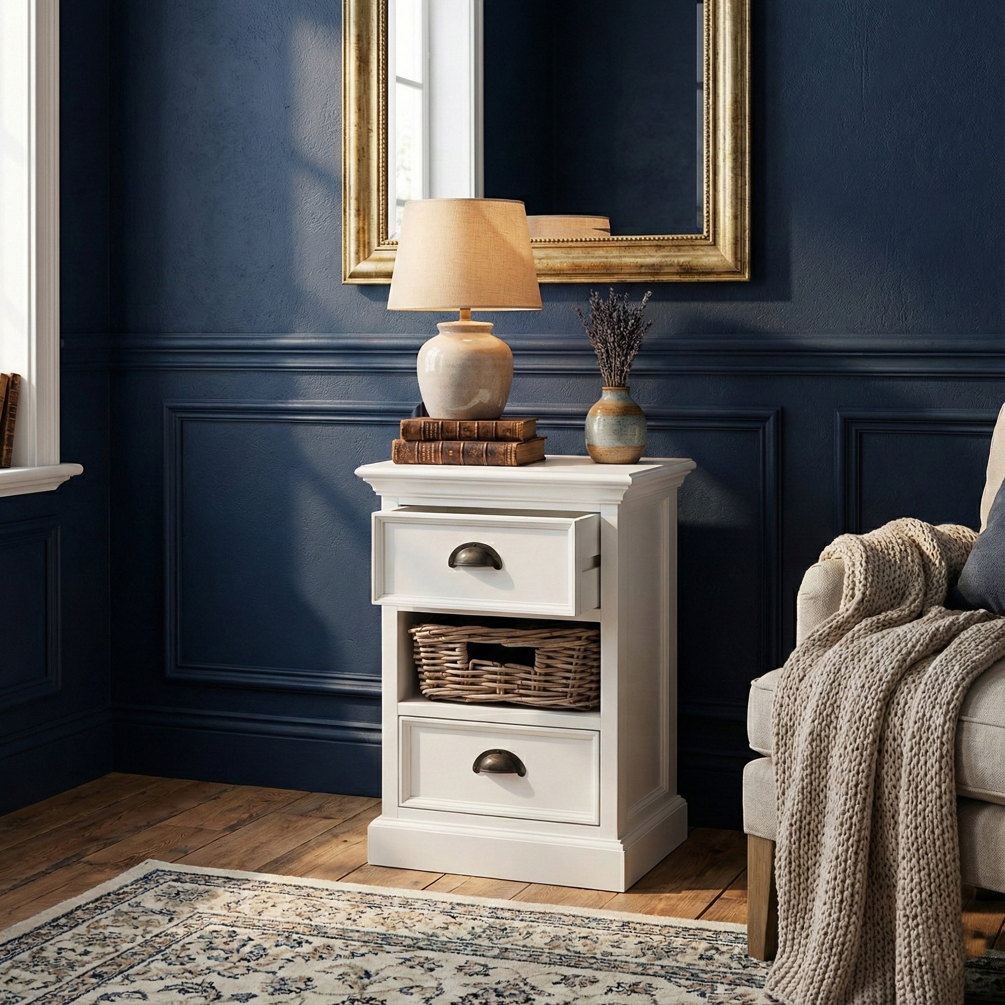 Halifax Bedside Storage Unit with Basket