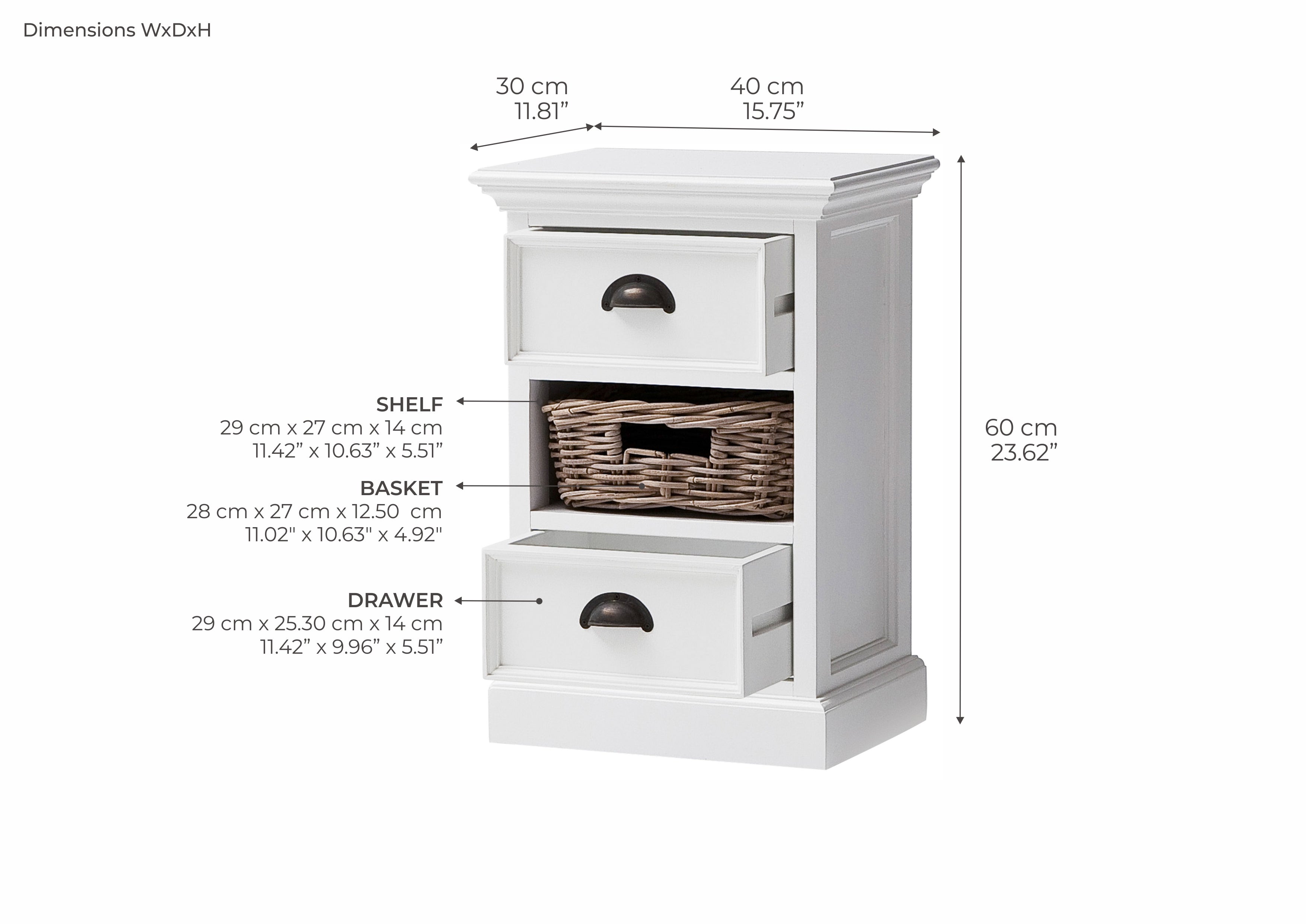 Halifax Bedside Storage Unit with Basket