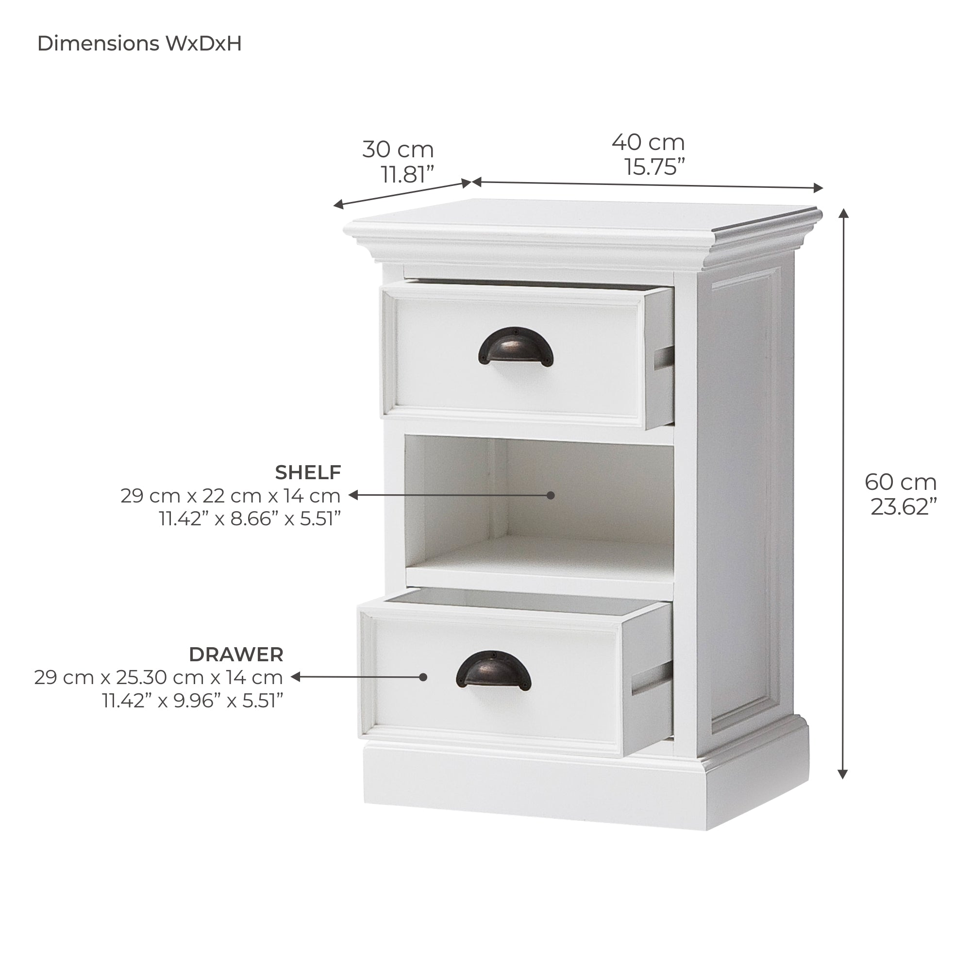 Halifax Bedside Storage Unit with Basket