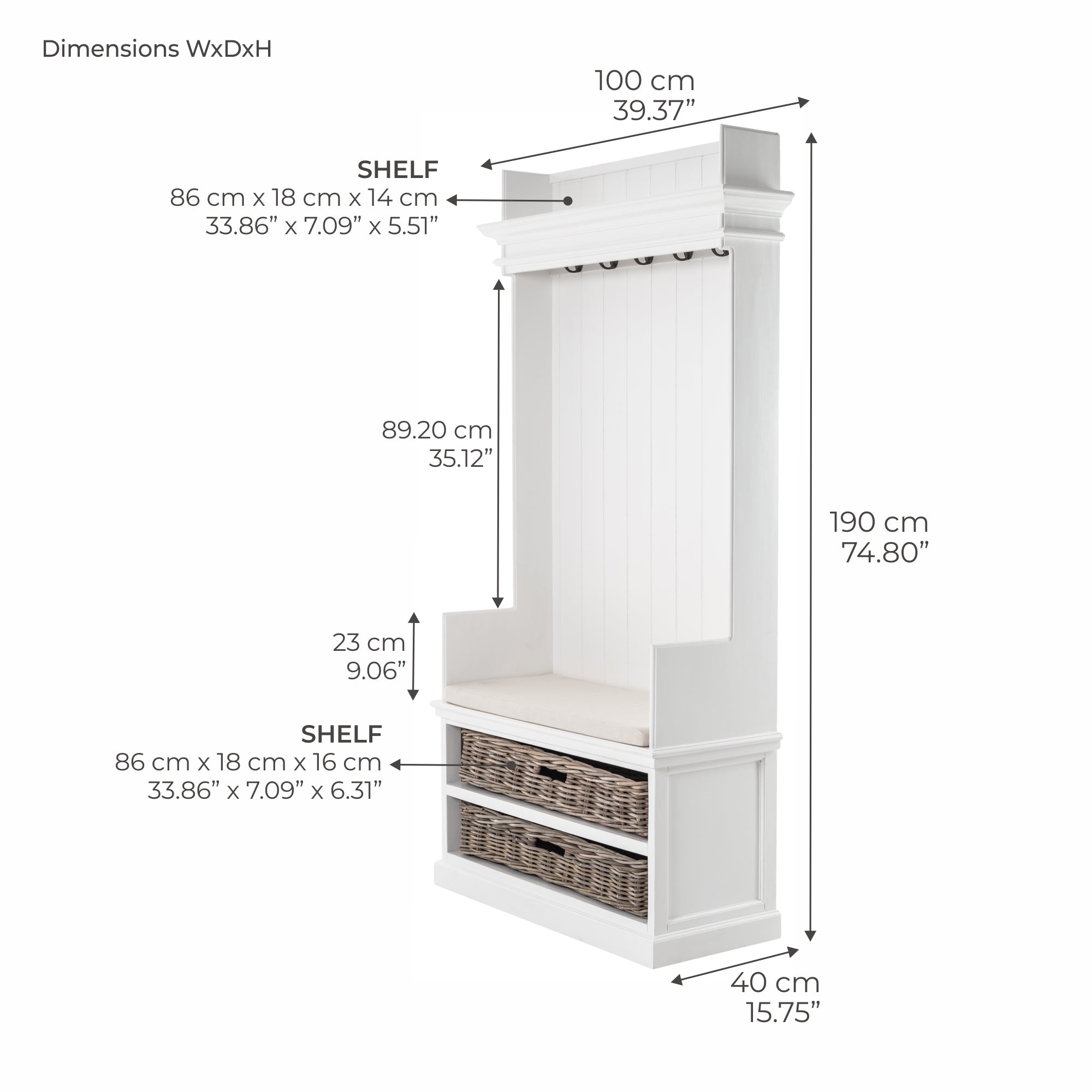 Halifax Entryway Coat Rack & Bench Unit