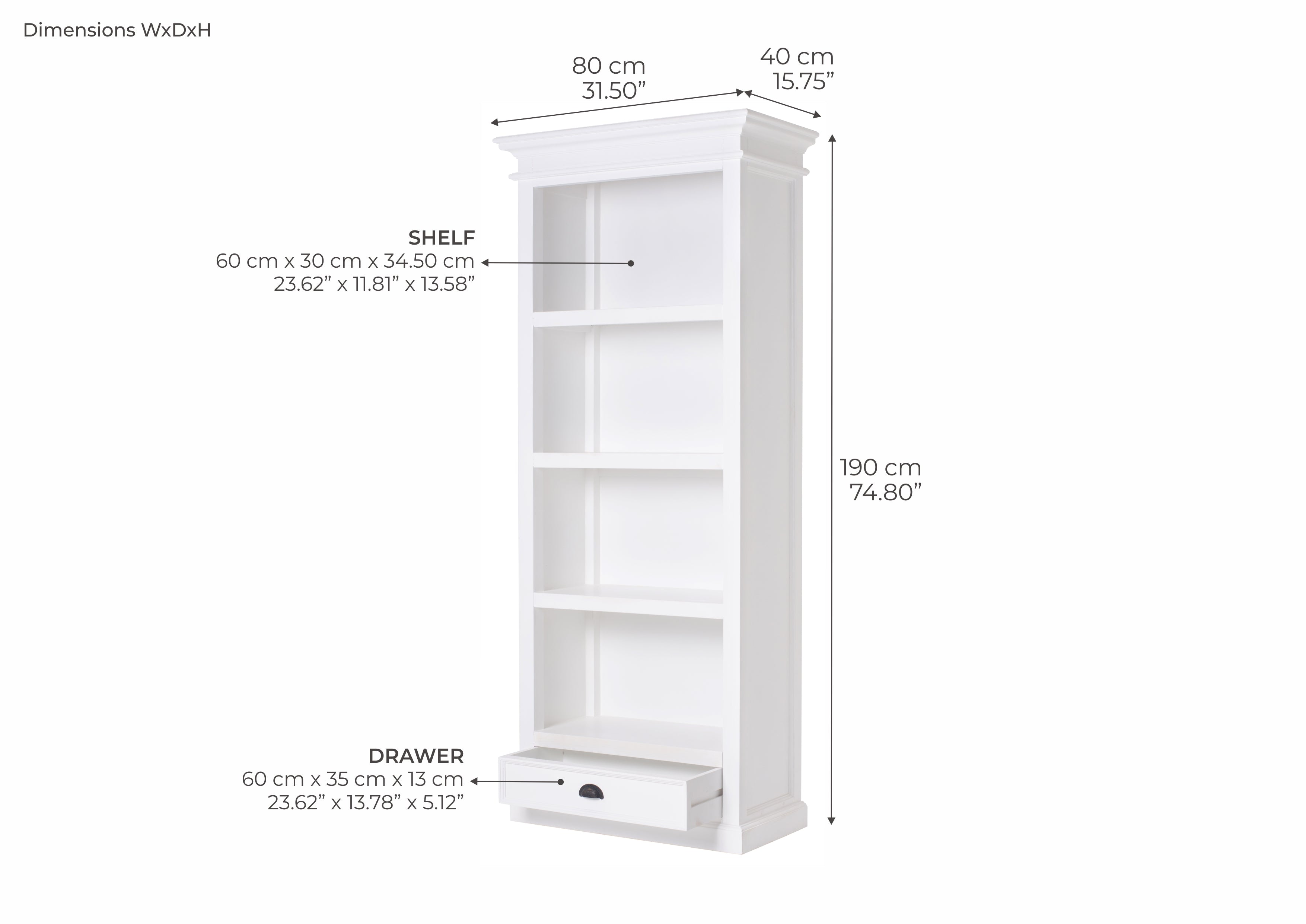 Halifax Bookcase with 1 Drawer