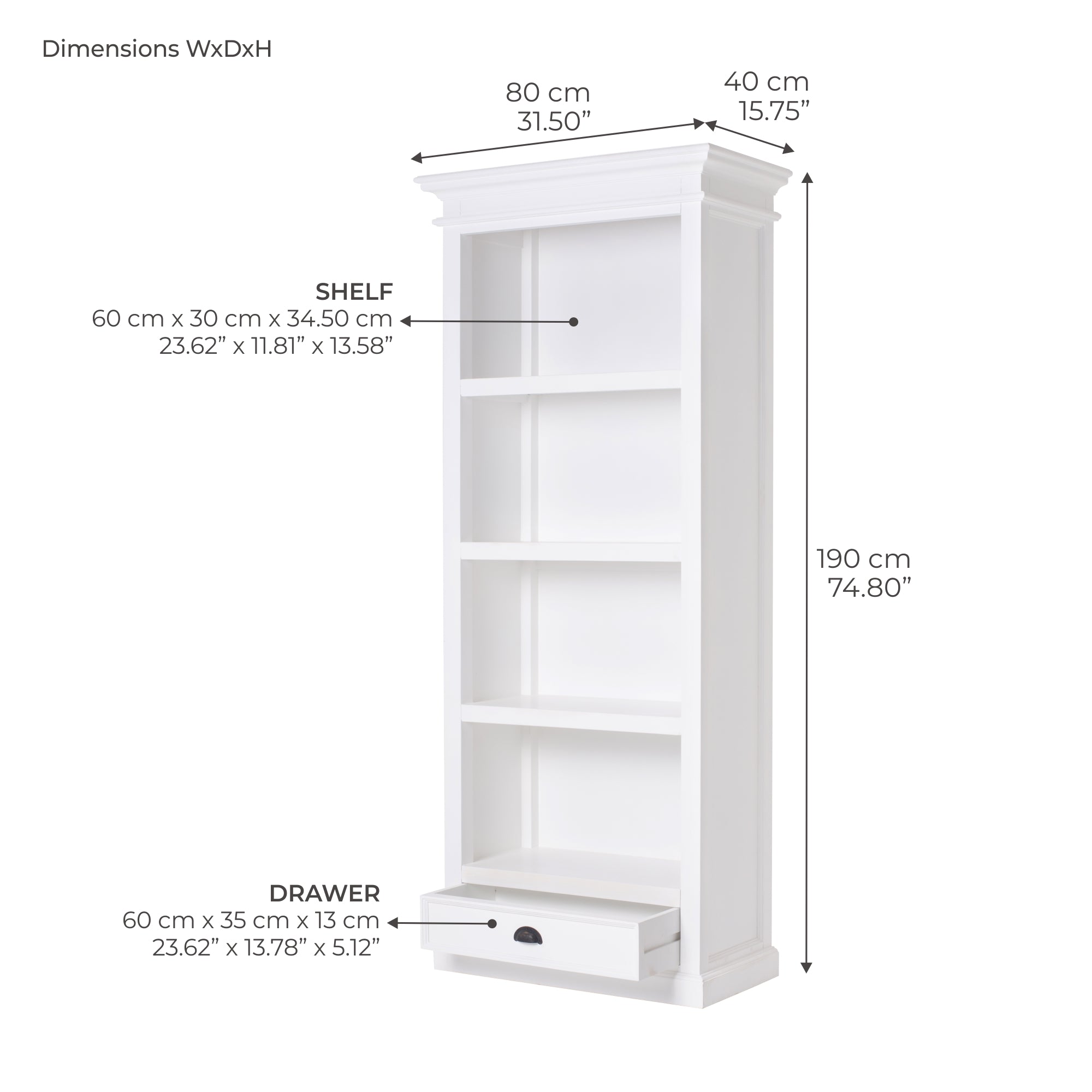Halifax Bookcase with 1 Drawer