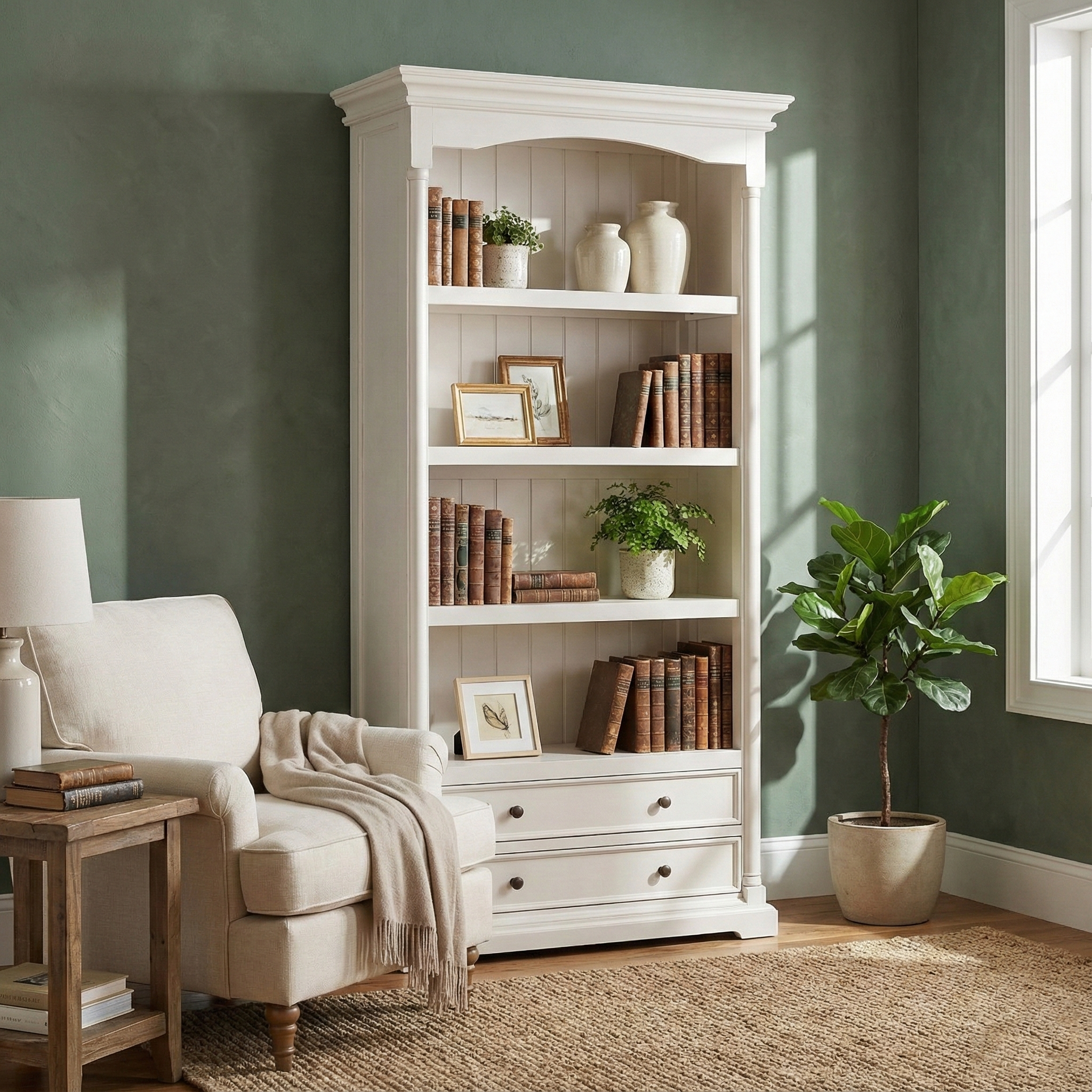 Provence Bookcase with 2 Drawers