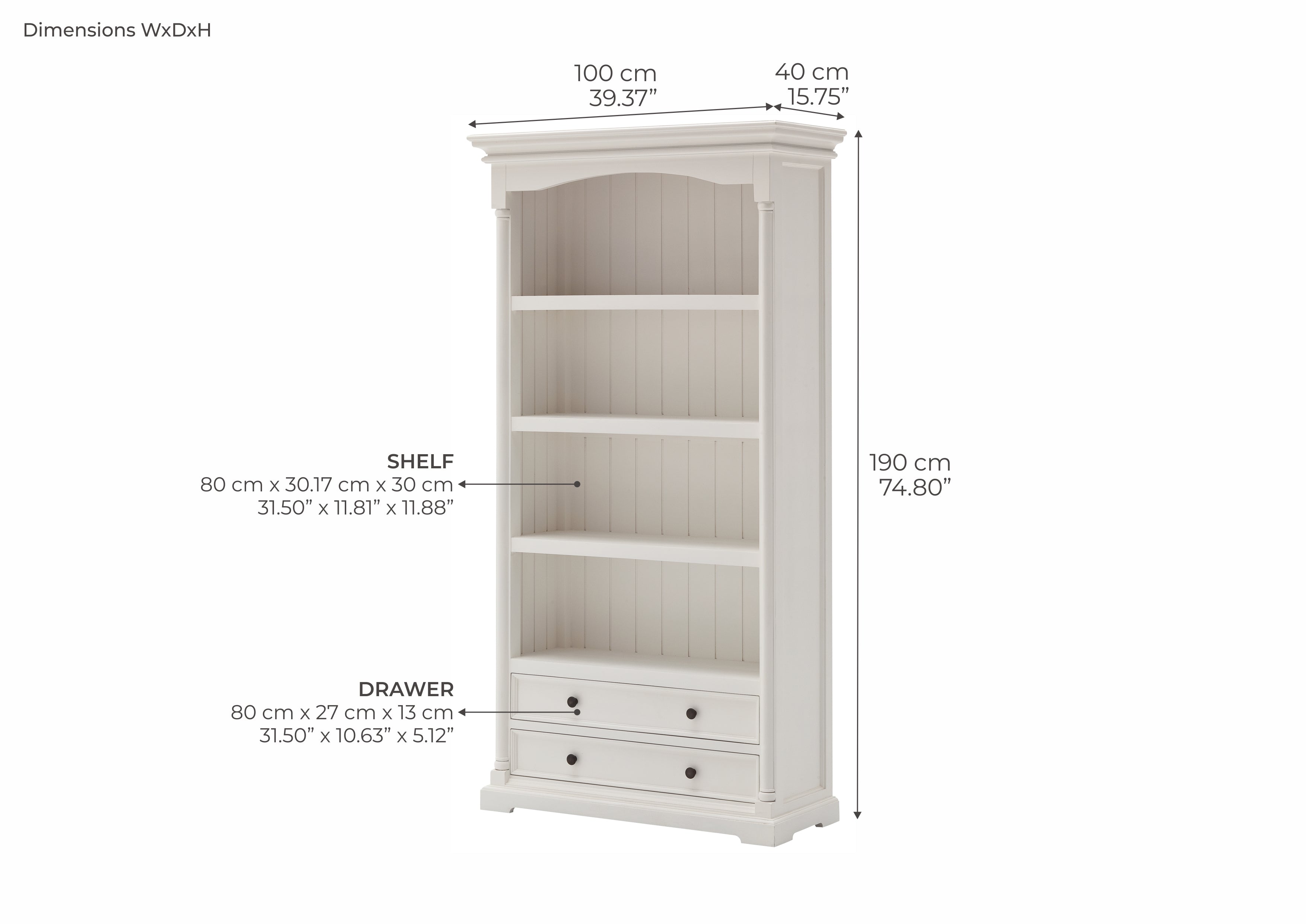 Provence Bookcase with 2 Drawers