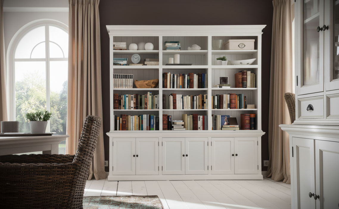 Halifax Large Hutch Bookcase - White