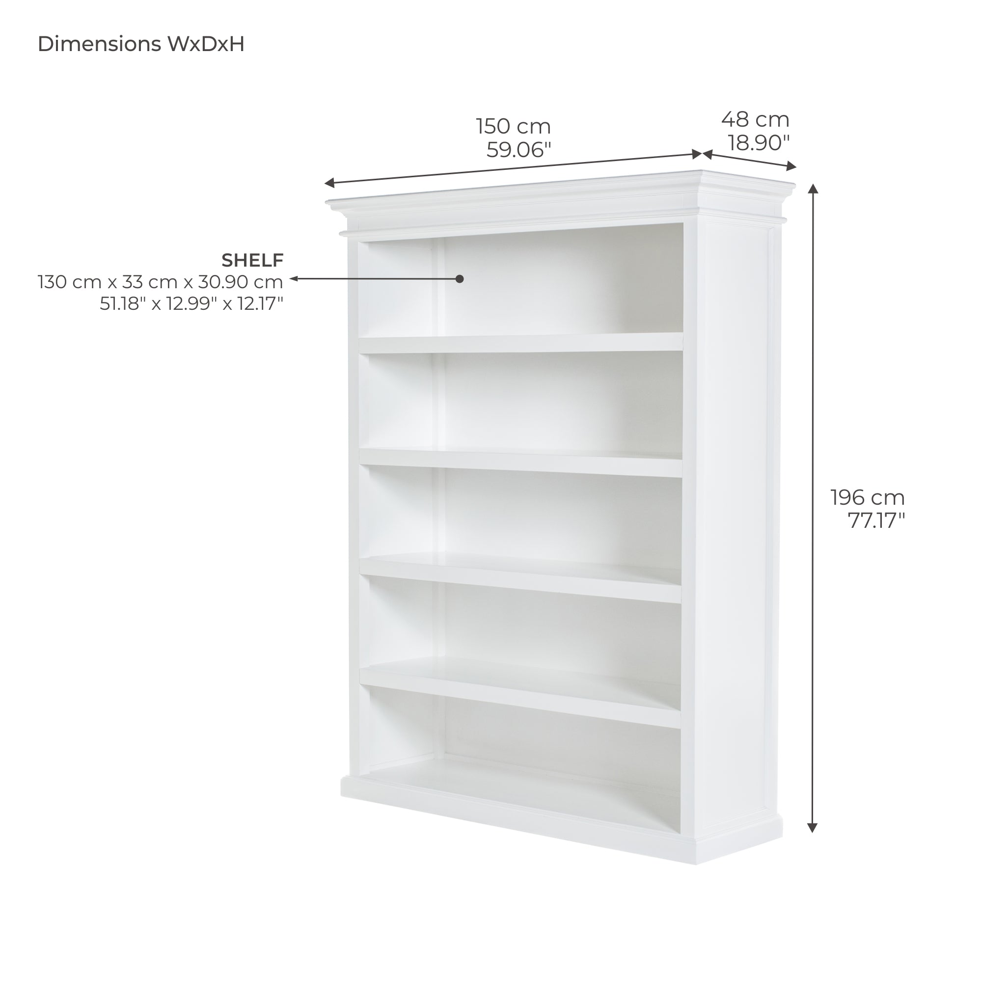 Halifax Bookcase with 5 Shelves 60''