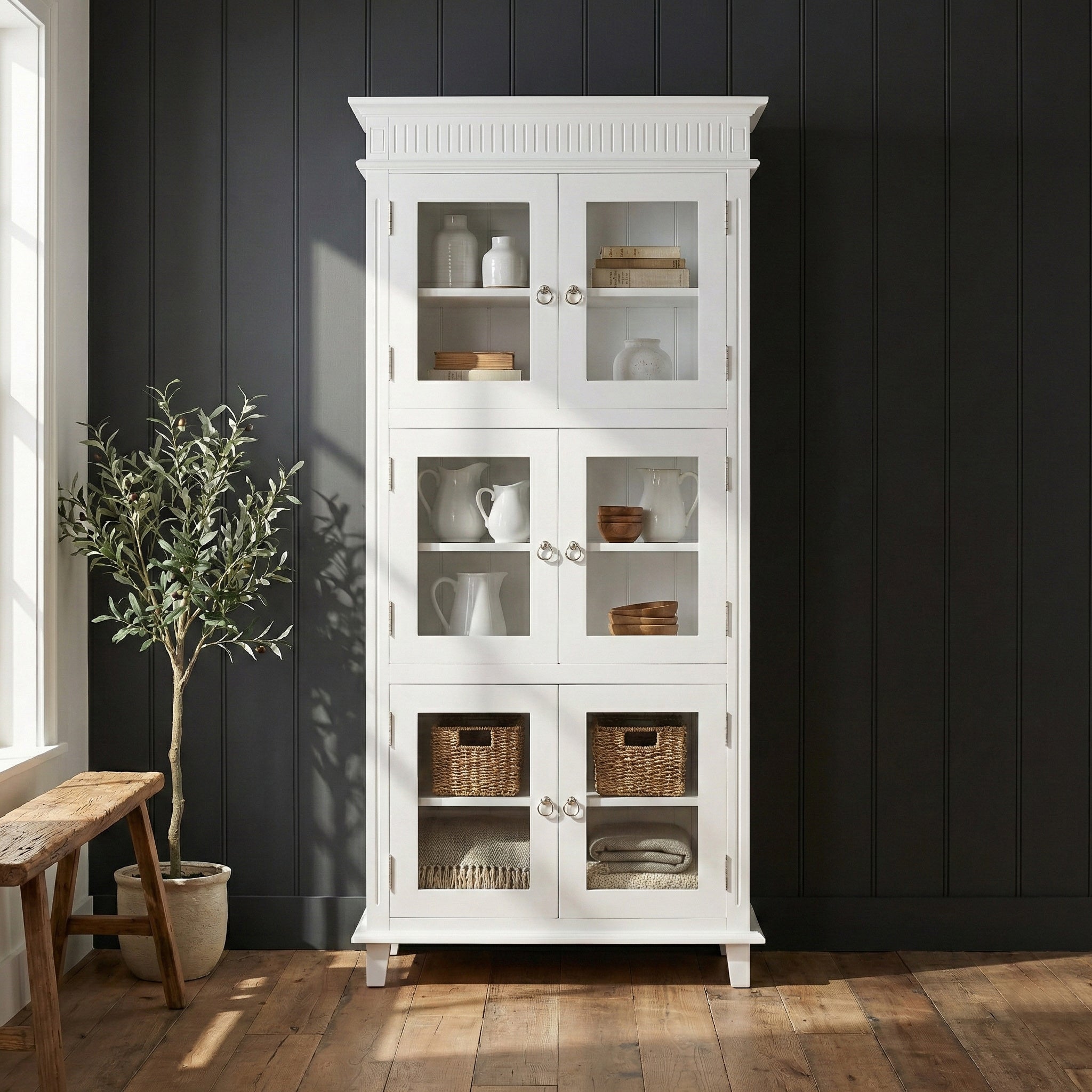 Skansen Pantry Cabinet with 6 Glass Doors