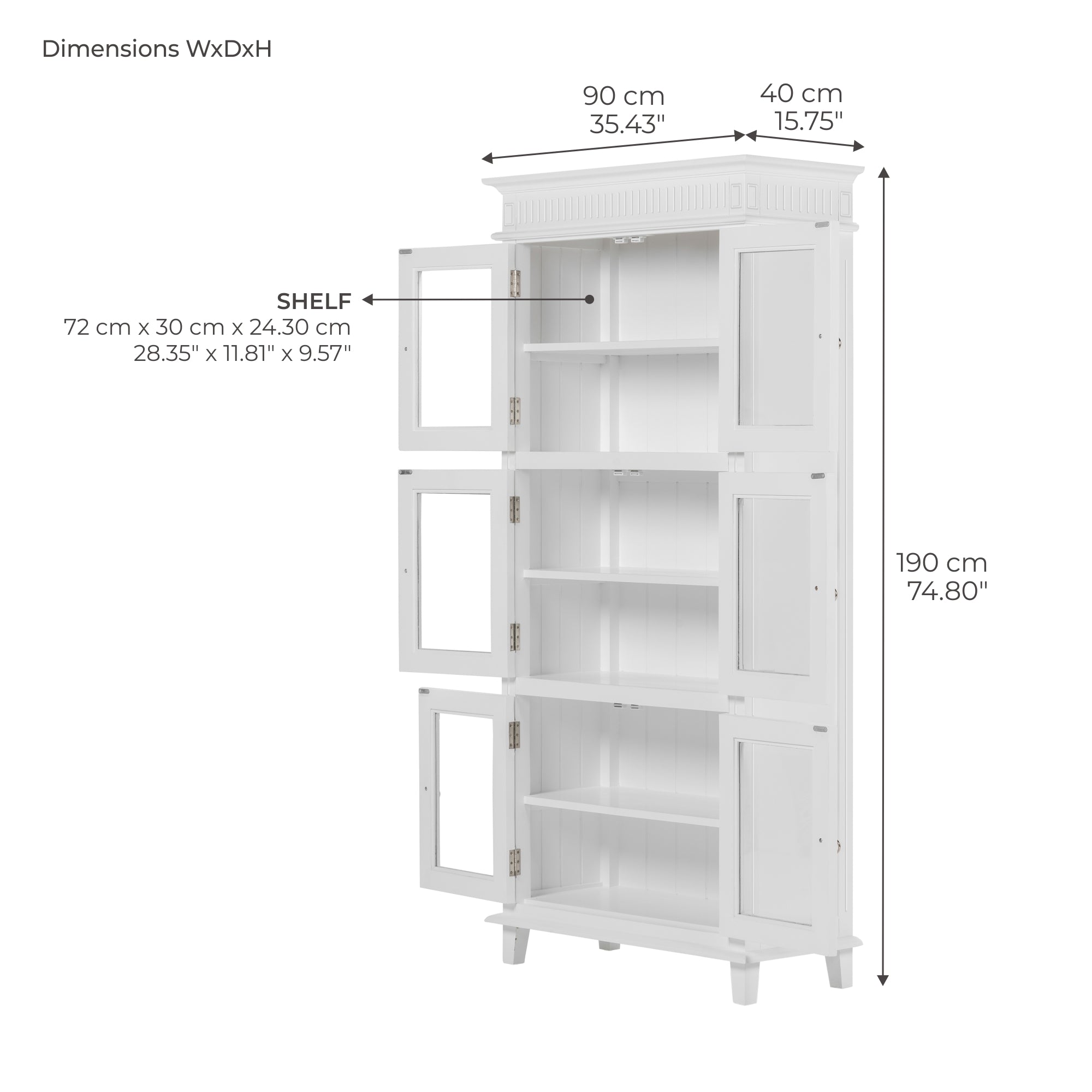 Skansen Pantry Cabinet with 6 Glass Doors