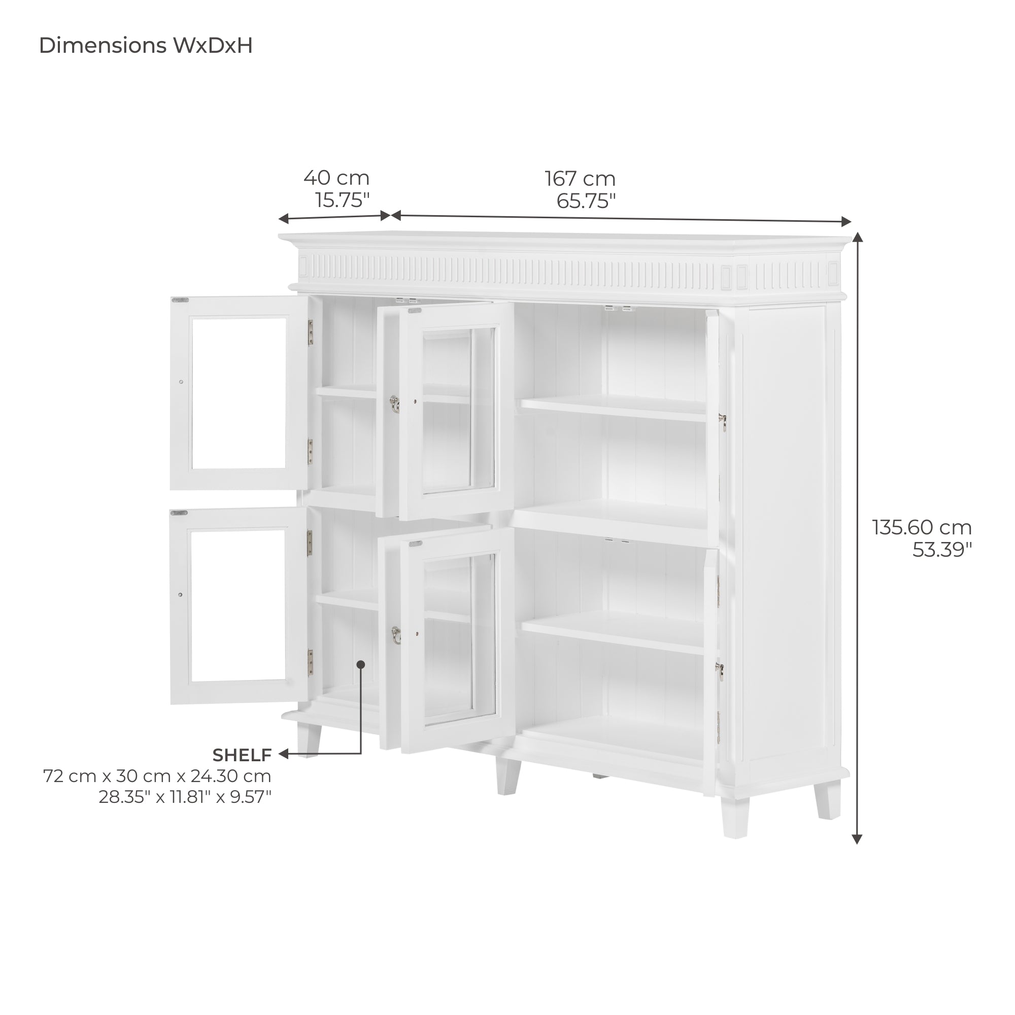 Skansen Pantry Cabinet with 8 Glass Doors